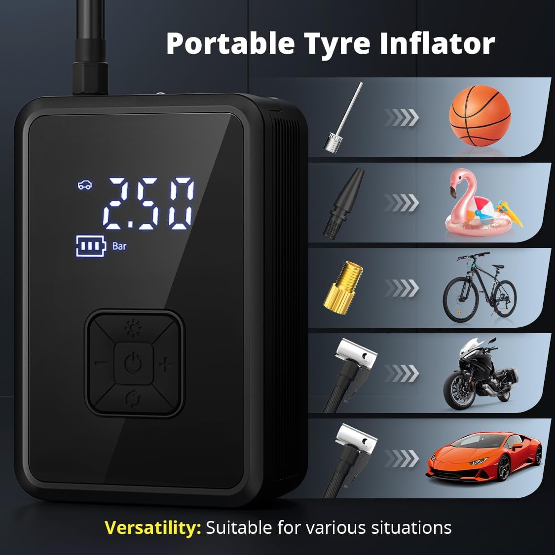 Detalle 2 de Oasser Tyre Inflator 150 PSI cordless pump