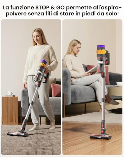 Detalle 2 de Lefant V1: Aspirapolvere Senza Fili con Filtrazione a 5 Stadi e LED Touch