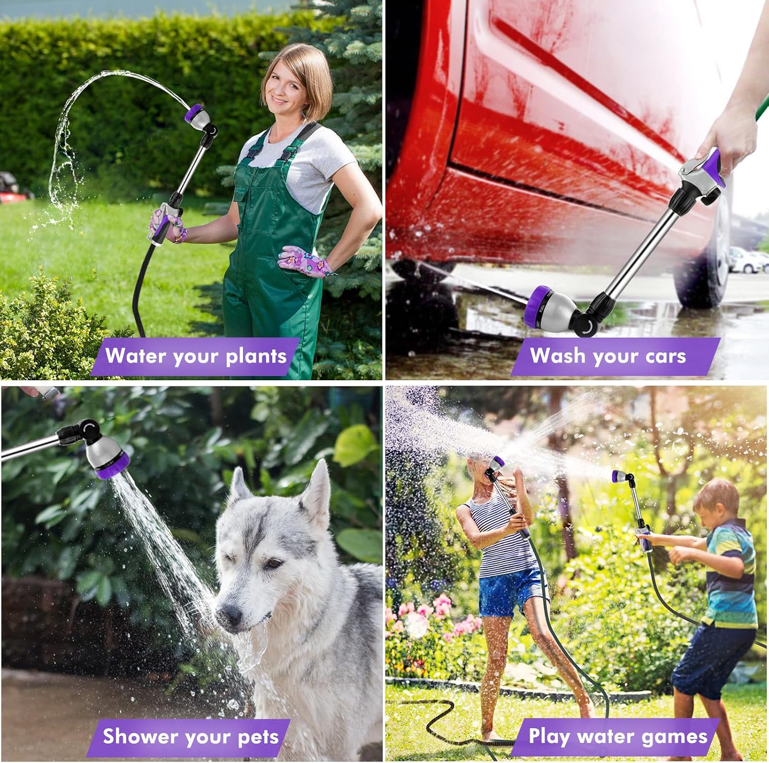 Thumbnail 6 de RESTMO 16-Inch Metal Hose Wand with 180° Swivel Head and 7 Spray Patterns
