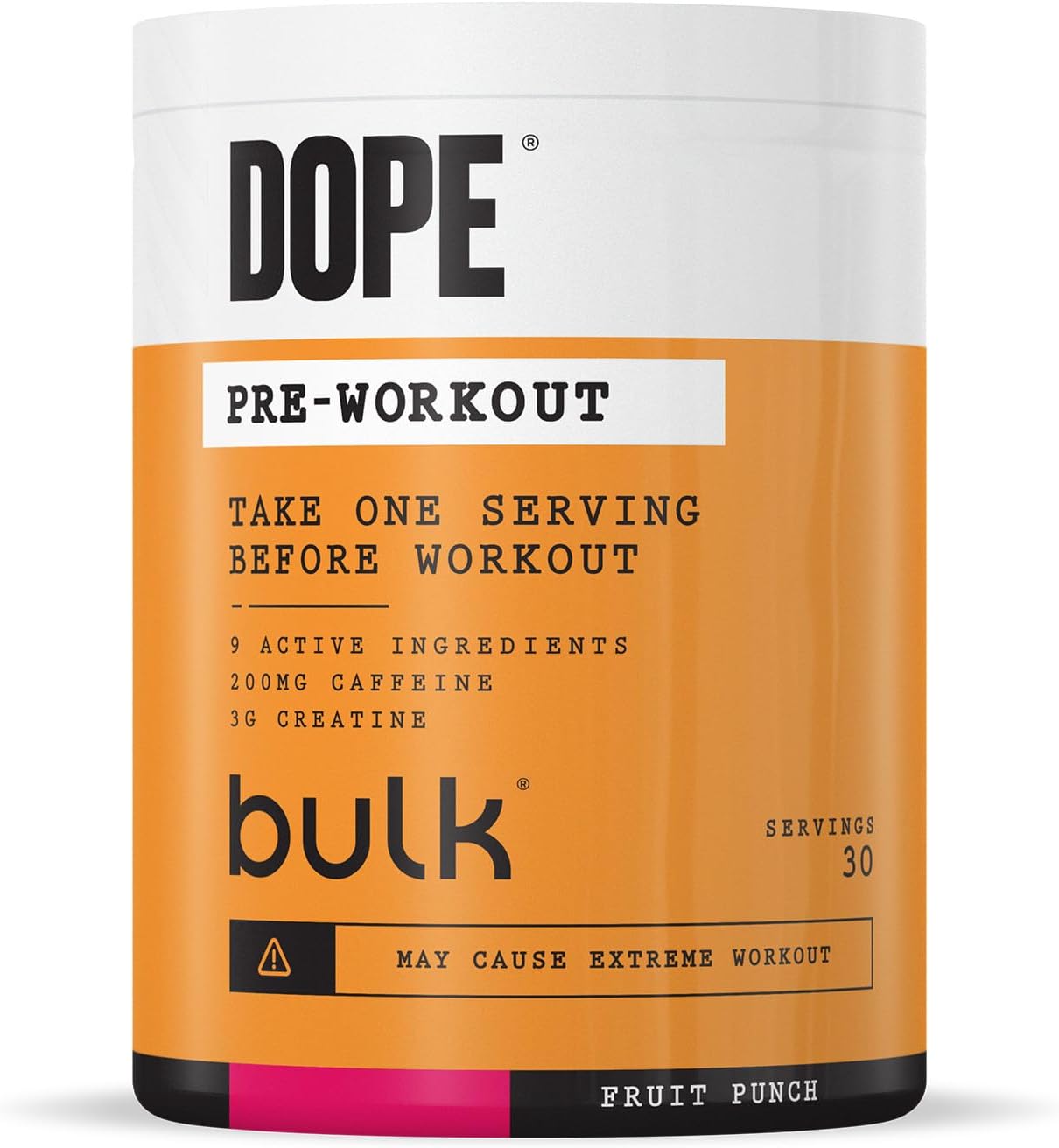 Detalle de Bulk Dope Pre-Workout Pulver (Fruchtpunsch) – mit 200 mg Koffein, 3 g Kreatin & Citrullin/Arginin, 510 g