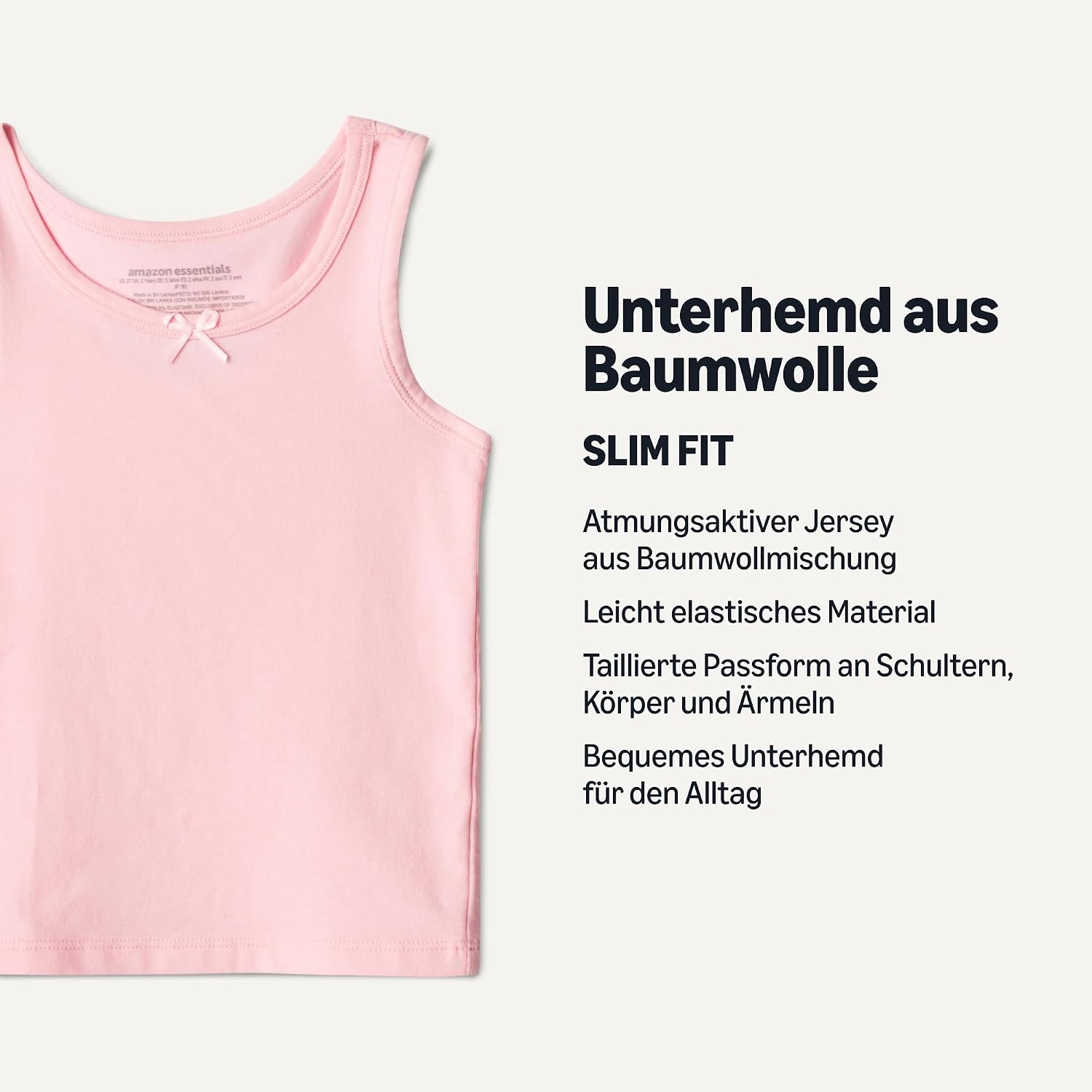 Detalle 2 de Amazon Essentials Mädchen Tanktop-Unterhemden aus Baumwoll-Jersey, 5er Pack