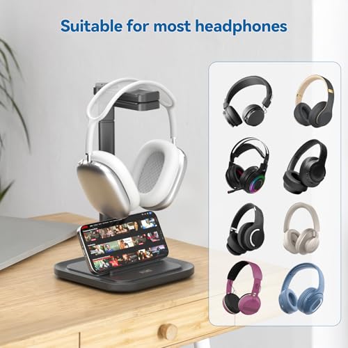 Thumbnail 6 de KDD 2 Soporte Auriculares Mesa: brazo giratorio, base amplia y versión plegable para teléfono