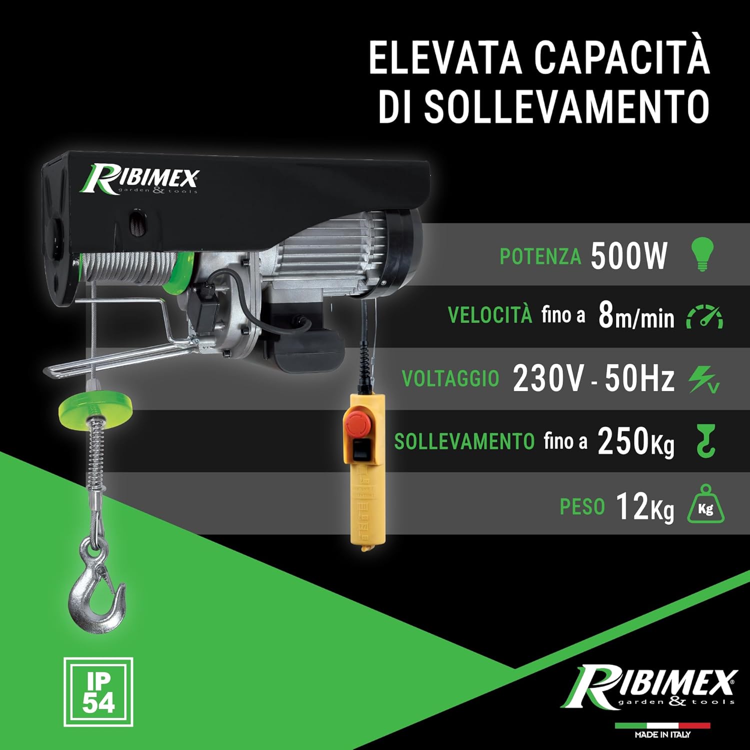 Thumbnail 2 de Ribimex Paranco Elettrico PE125/250C/1: sollevamento affidabile per uso domestico e industriale