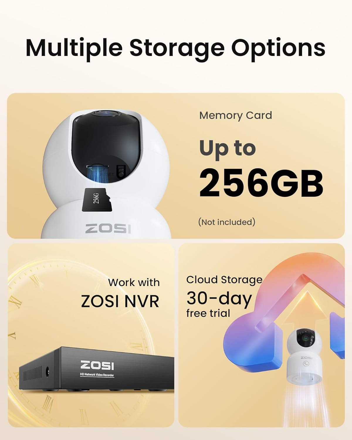 Thumbnail 6 de ZOSI 3MP Telecamera Wi‑Fi interna 2K (C518): visione notturna, audio bidirezionale e rilevamento umano