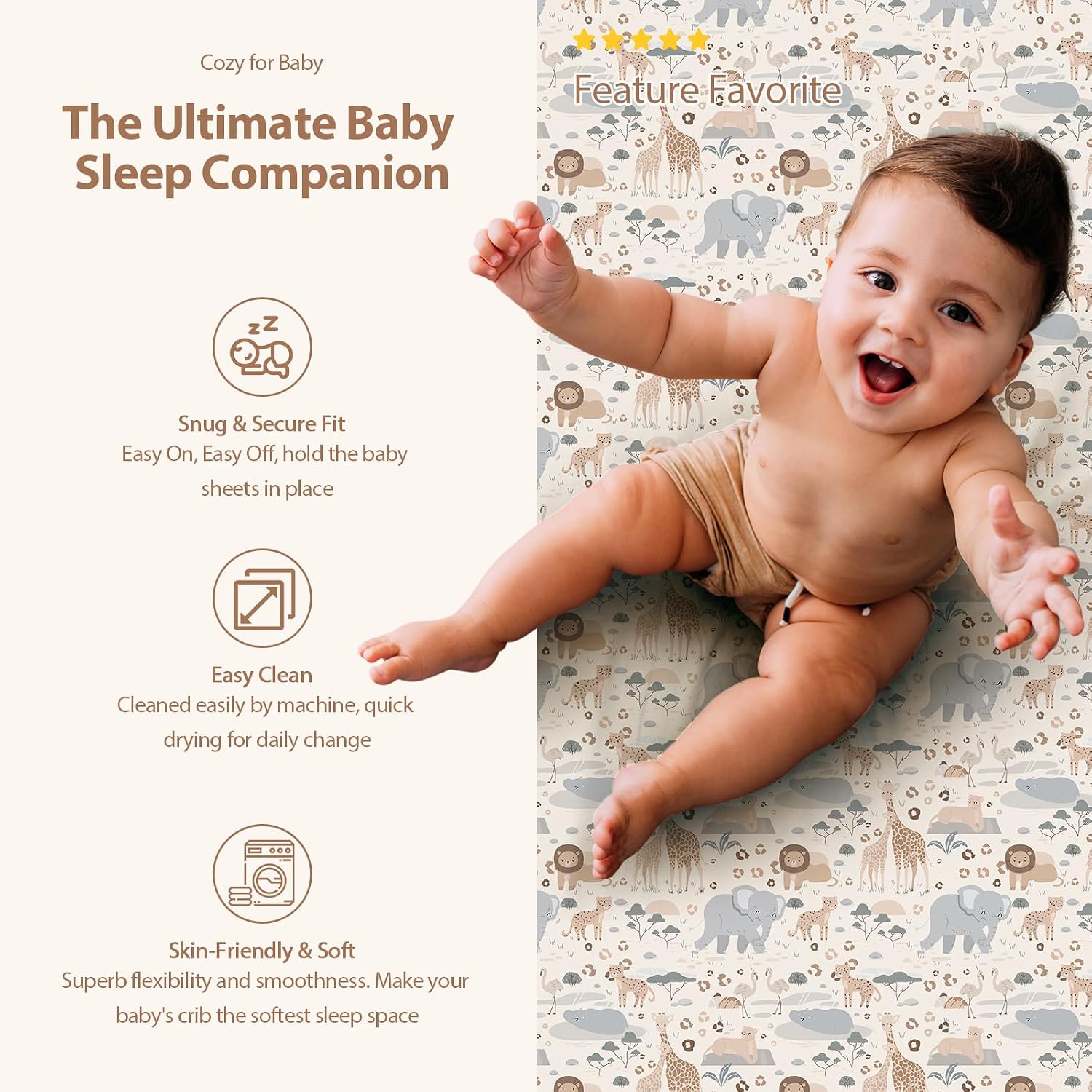 Thumbnail 6 de Unnivoll Travel Cot Sheets 95 x 65 cm fitted pack