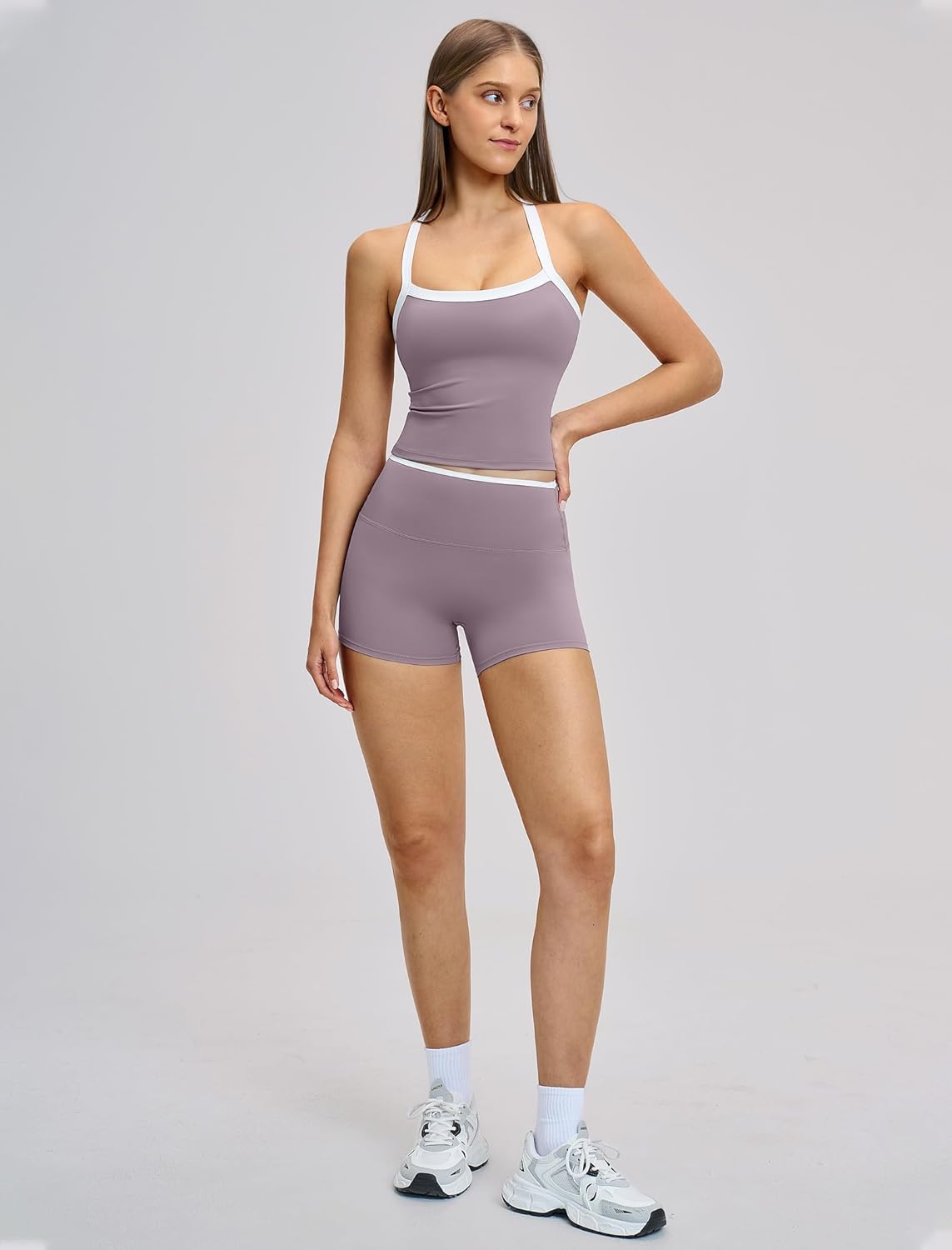 Thumbnail 5 de QBGJTD Two Piece Workout Set for Women: Tank Top + High Waist Shorts