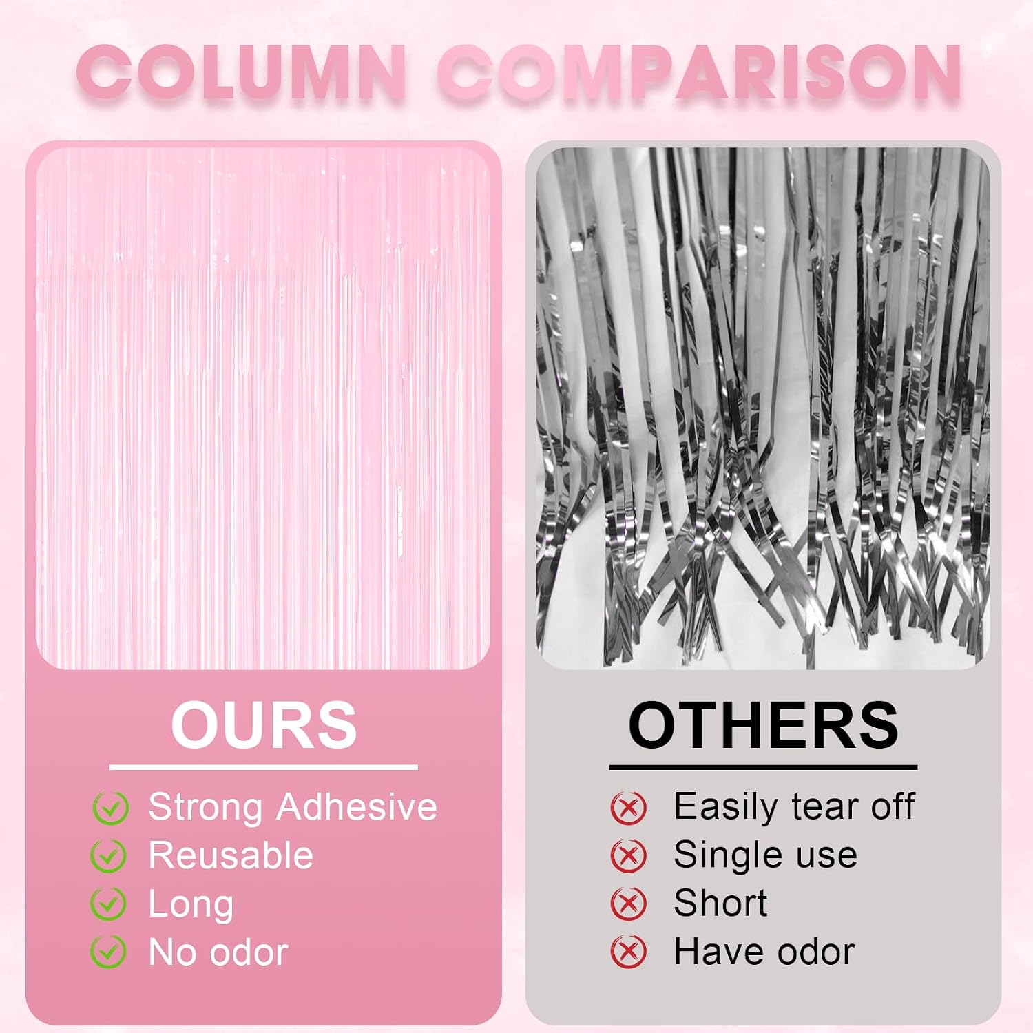 Thumbnail 4 de Voircoloria Pastel Pink Fringe Curtain 3.28 ft 🎉
