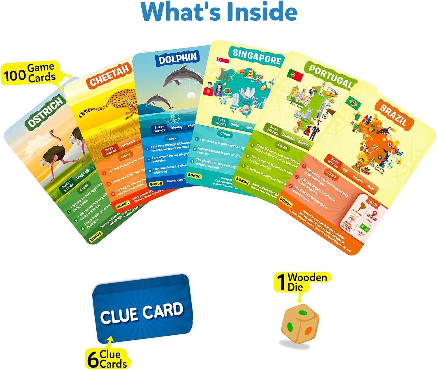 Detalle de Skillmatics Guess in 10 Animals & Countries Combo board game (50 animal cards, 50 country cards)