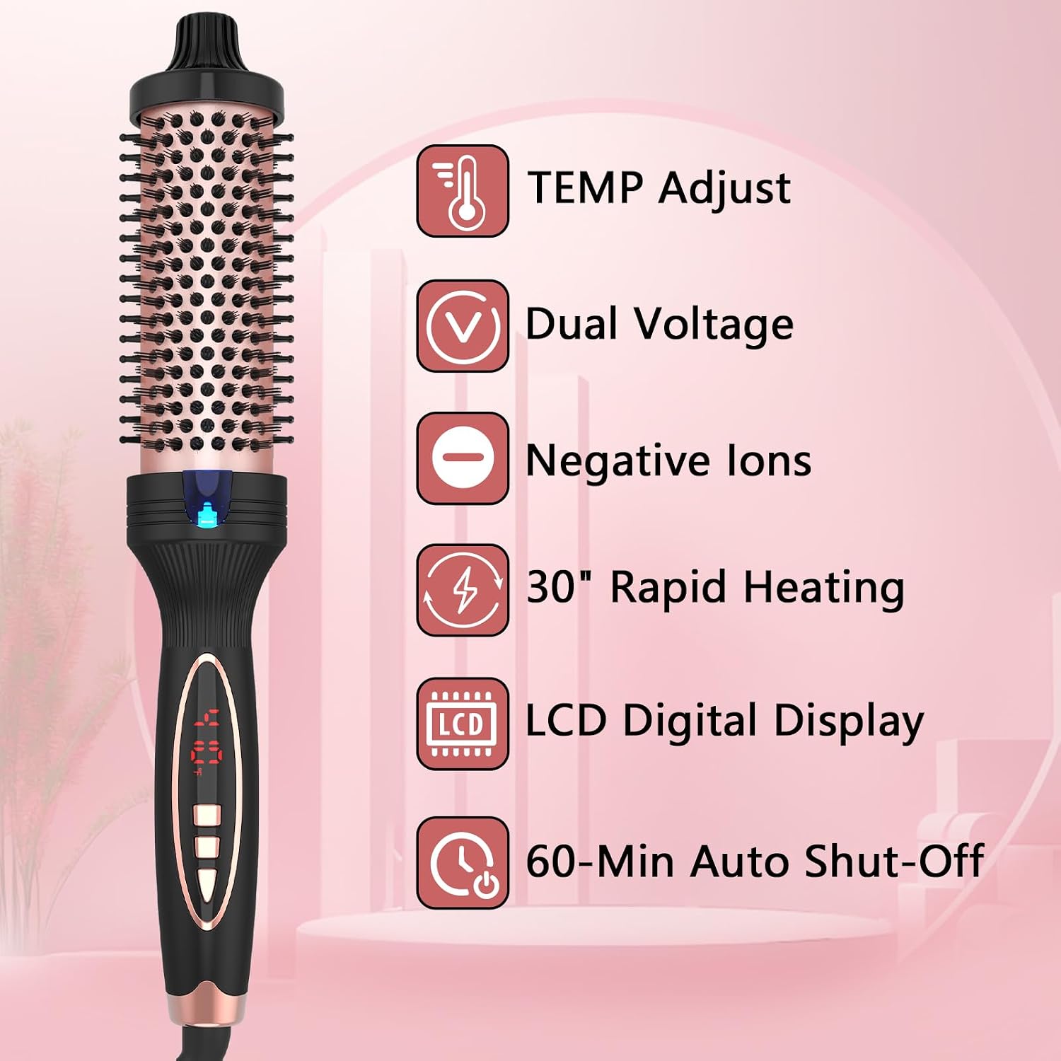 Detalle de Phoebe 1.5-Inch Thermal Brush with Ceramic Barrel, 9 Heat Settings & Dual Voltage