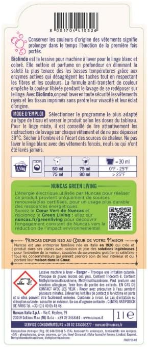 Thumbnail 1 de Nuncas Biolindo Lessive pour machine à laver tissus blancs, colorés et noirs (1000 ml)