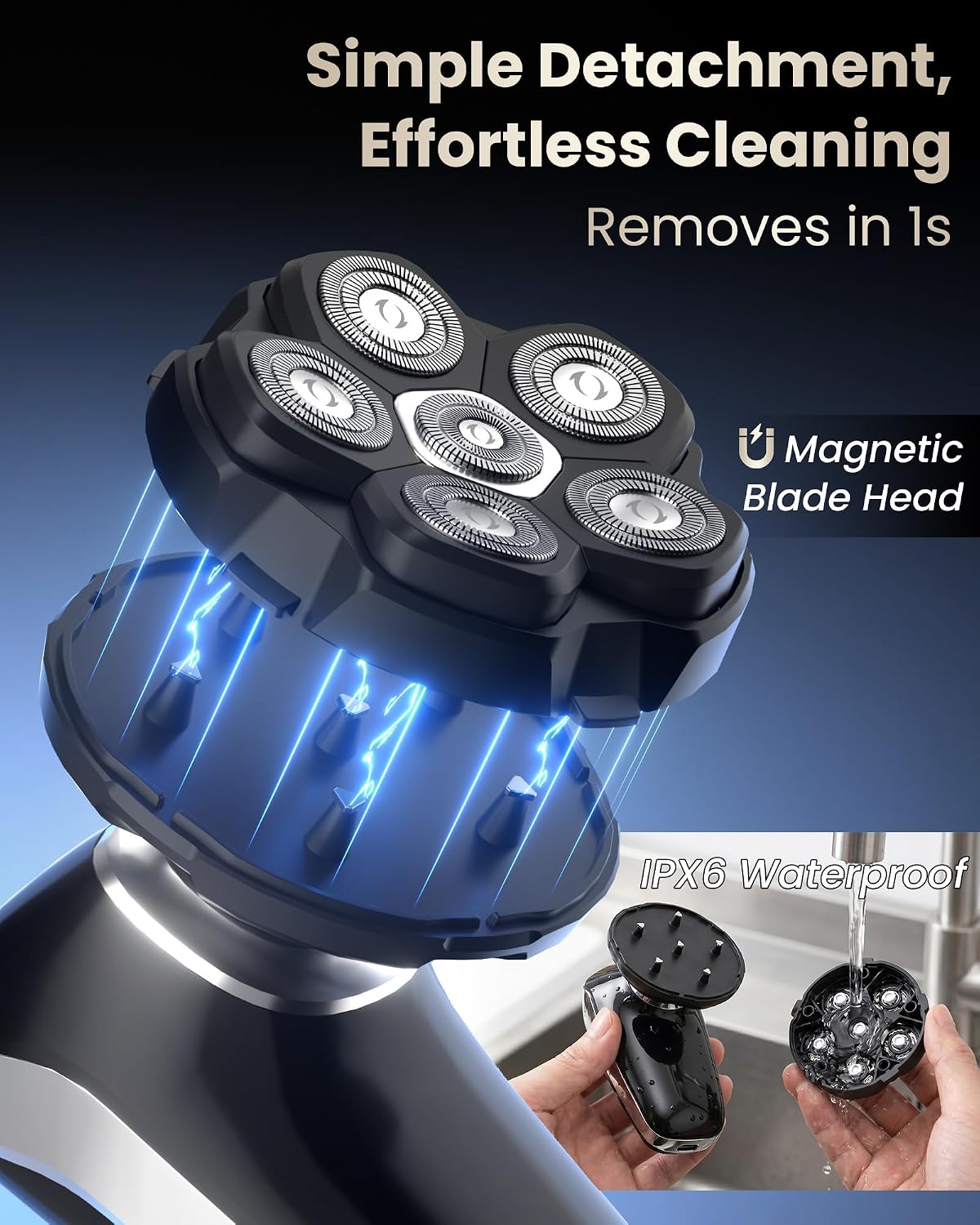 Detalle 2 de VIKICON FK-8609 Electric Back Shaver with 6D Head and Detachable Handle