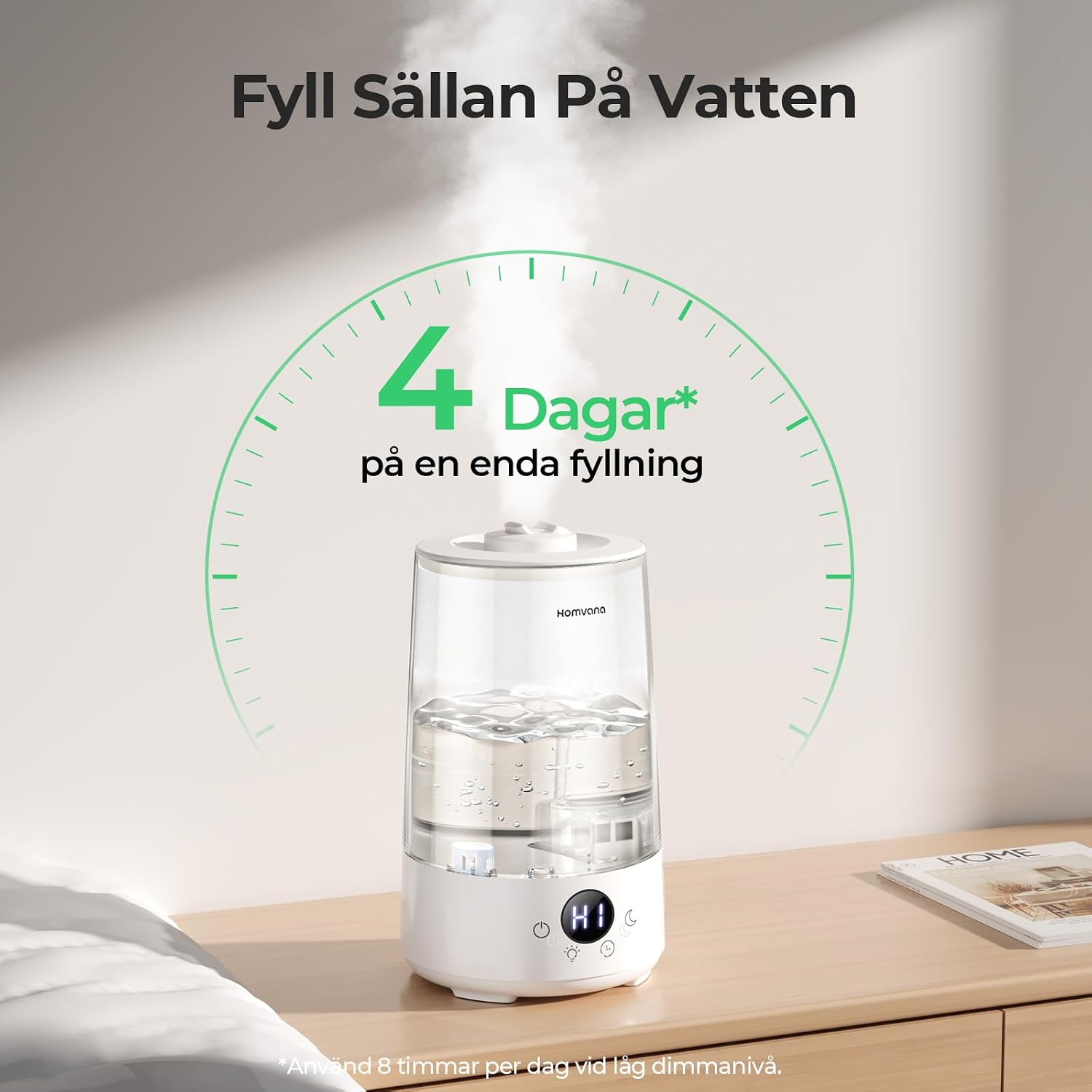 Detalle 2 de Homvana Top-Fill humidificador 34 h para dormitorio