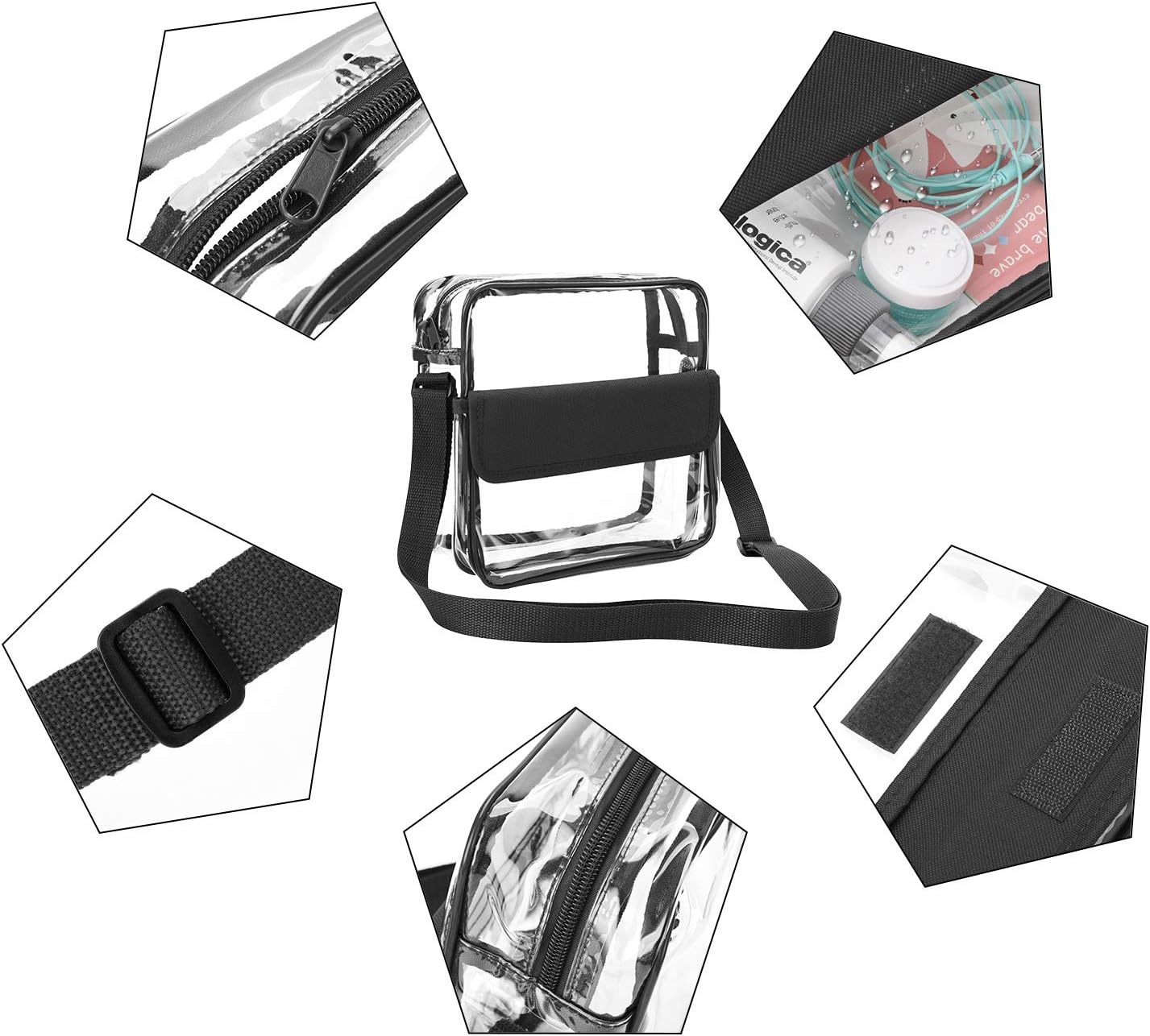 Detalle de Transparent crossbody bag for stadium use