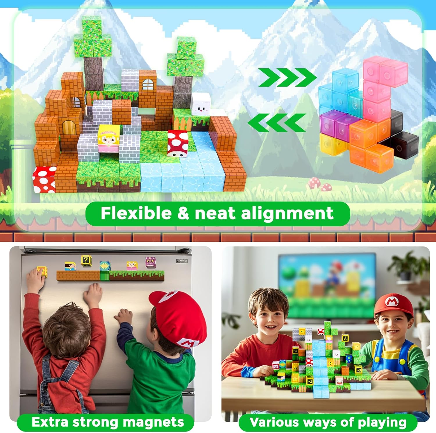 Detalle de Annexfun 100-Piece Magnetic Building Cubes (Magnetic Blocks) for STEM & Montessori Sensory Play