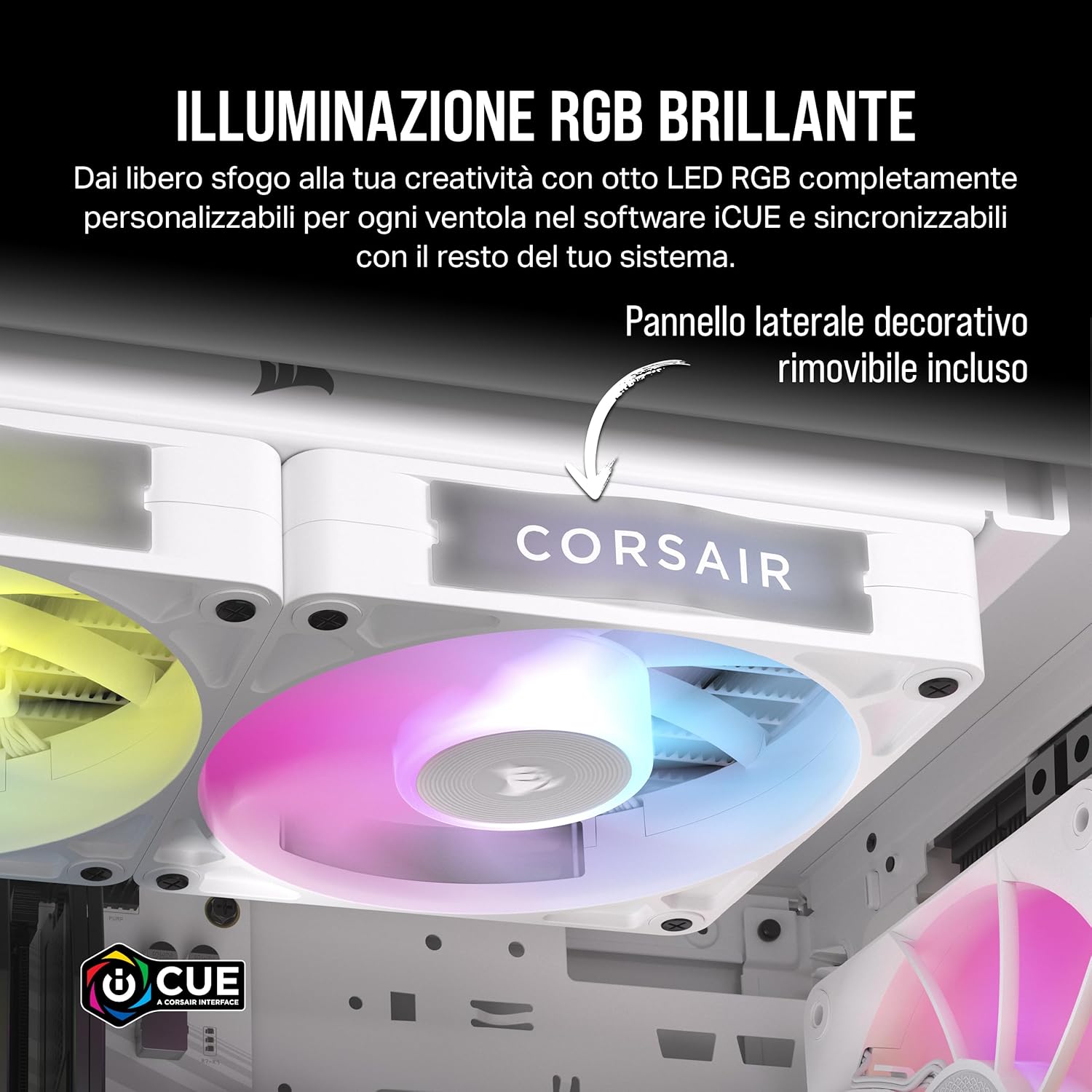Detalle de CORSAIR iCUE LINK RX140 RGB 140 mm Ventole PWM con System Hub iCUE LINK (bianco)
