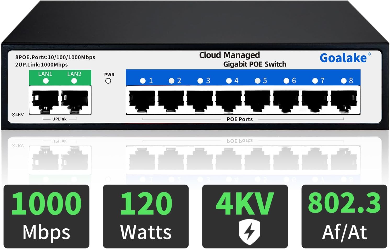 Imagen de Goalake 10-Port Gigabit PoE+ Cloud Managed Switch en OfertitasTOP