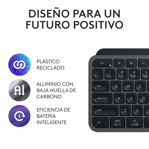 Detalle 2 de Logitech MX Keys S: Teclado inalámbrico de perfil bajo para escritura fluida y multitarea
