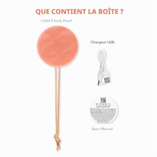 Detalle 2 de FOREO LUNA 4 body Peach Perfect : brosse exfoliante corps en silicone, pratique et étanche