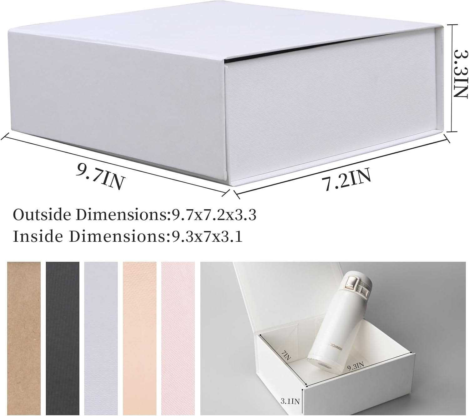 Thumbnail 1 de Rsgift White Gift Box with Lids, 9.7x7.2x3.3 Inch, Magnetic Closure Collapsible Gift Boxes for Presents