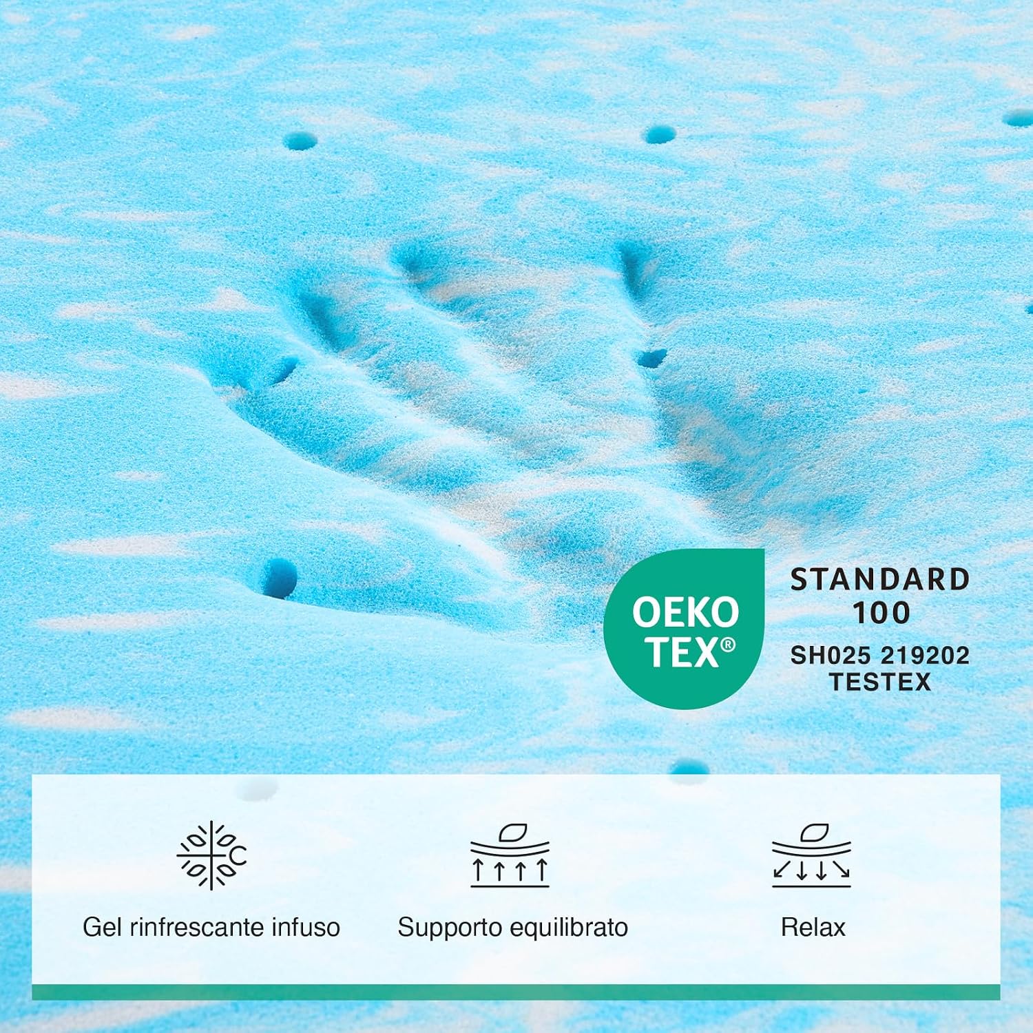Detalle de Novilla Topper Materasso 160x200 cm 2-in-1: memory gel, design separabile e fodera lavabile