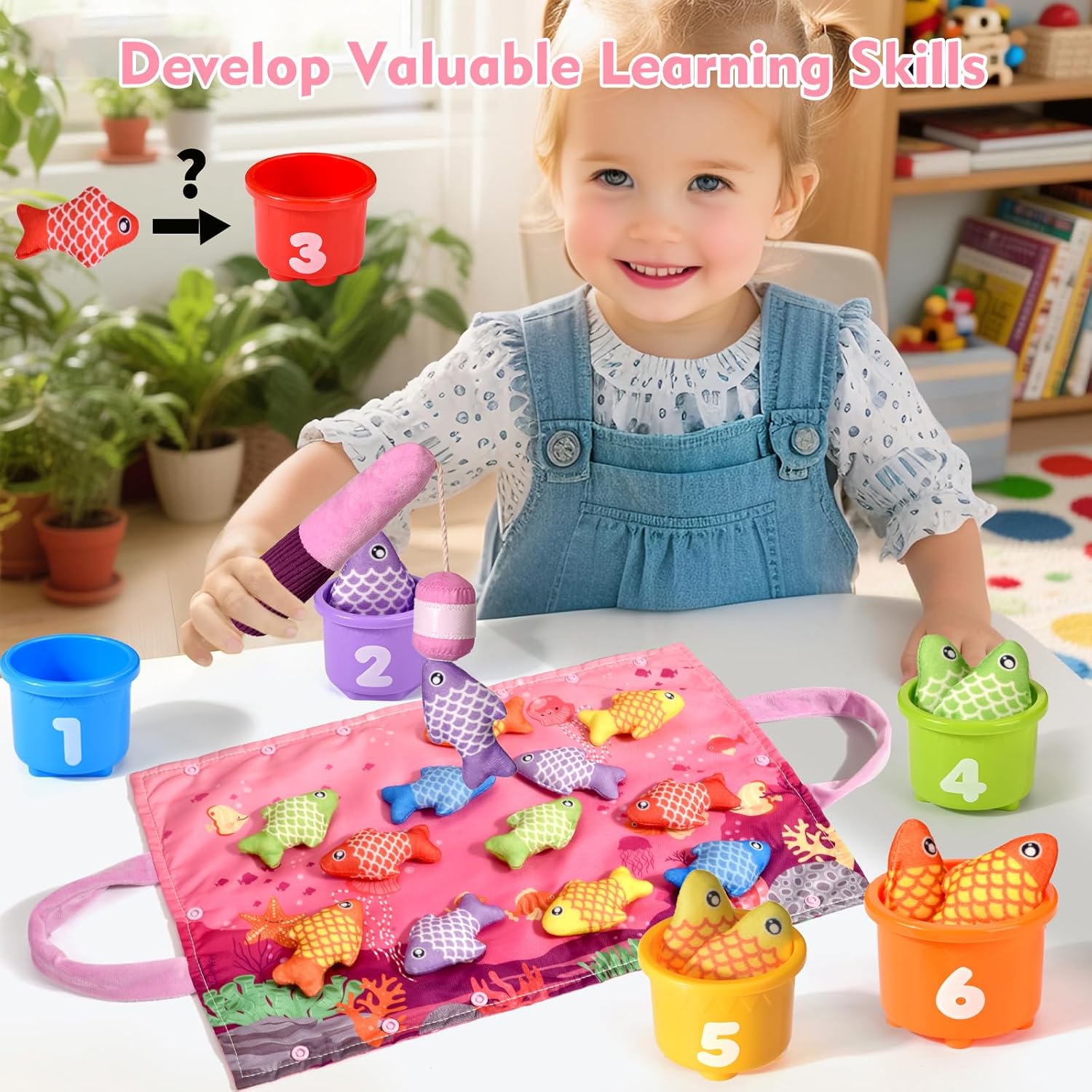 Thumbnail 1 de Yitical Montessori Cloth Fishing Toy Set for Toddlers (1 Year Olds) – 20-Piece Ocean Themed Learning Kit