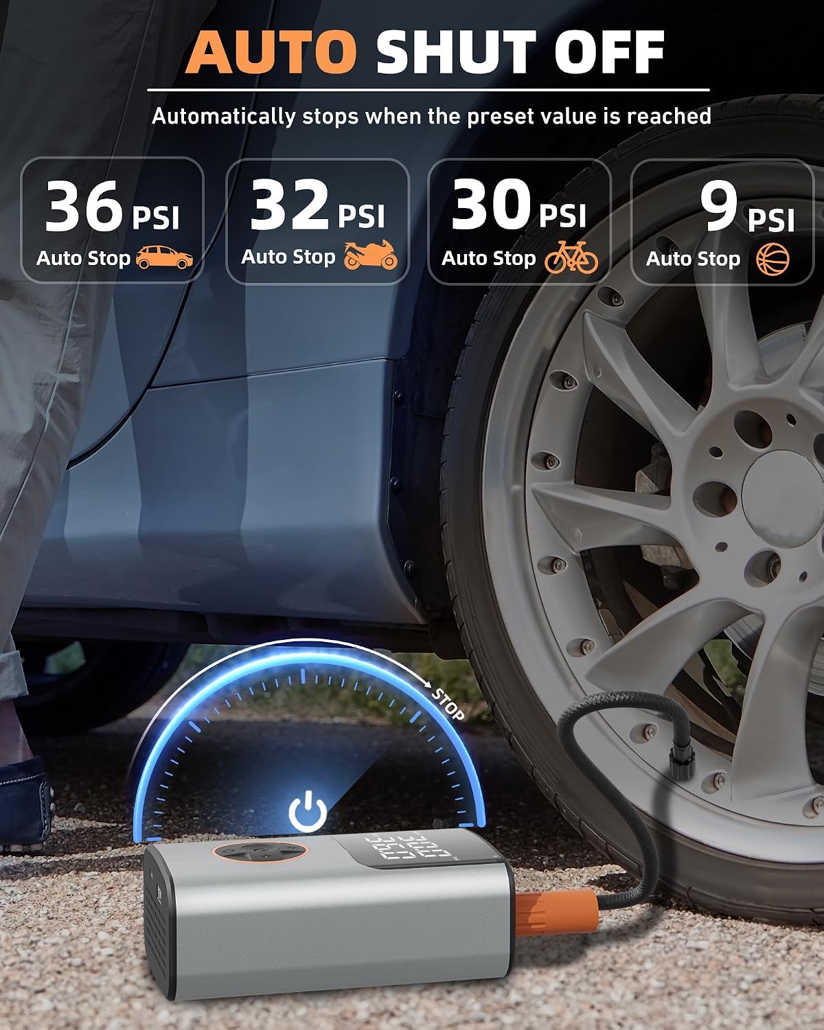 Thumbnail 4 de Tire Inflator Portable Air Compressor 150 PSI
