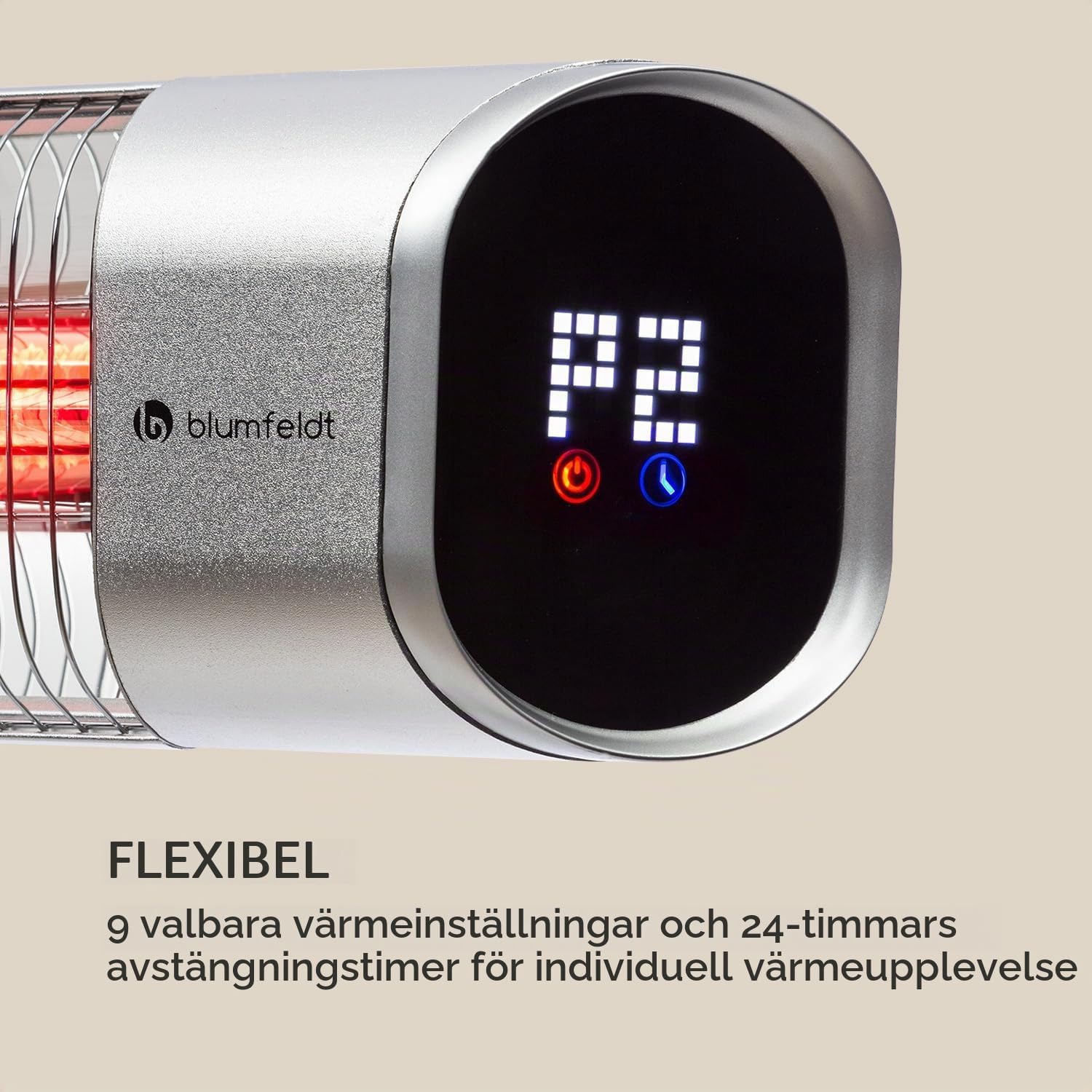 Detalle 2 de blumfeldt Dark Wave terrassvärmare 2 000 W med IP65 och LED-display