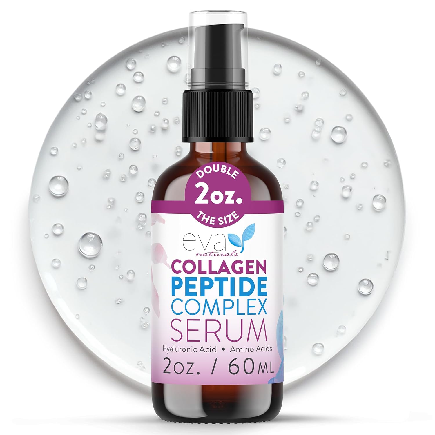 Detalle de Eva Naturals Multi Peptide Face Serum (Fragrance-Free) – Anti-Aging Collagen Peptides for Plump & Firm Skin, 2 oz