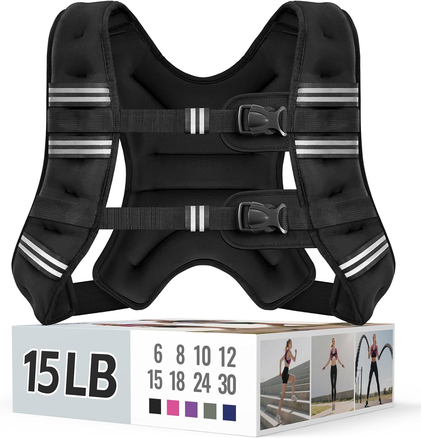 Detalle de Zeerun Weighted Vest for Men and Women with Reflective Stripes and Adjustable Buckle