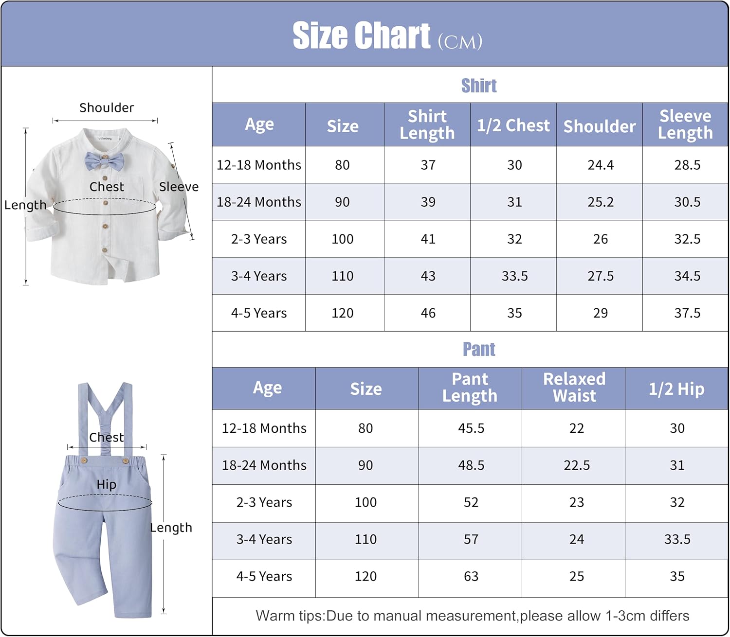 Thumbnail 5 de Completo elegante Volunboy Bambino in lino cotone: camicia Henley con fiocco, bretelle e pantaloni (4 pezzi)