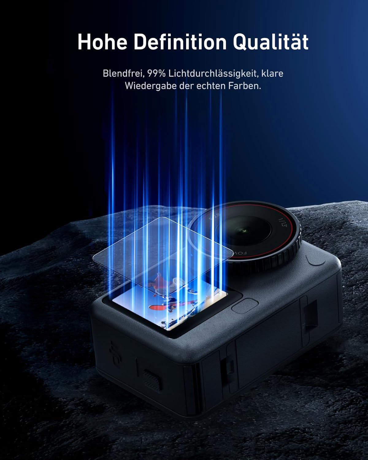 Detalle 2 de TELESIN Displayschutzfolie für DJI Osmo Action 6 – 3er-Set aus gehärtetem Glas (Objektiv, Front- und Rückdisplay) mit Anti-Fingerprint