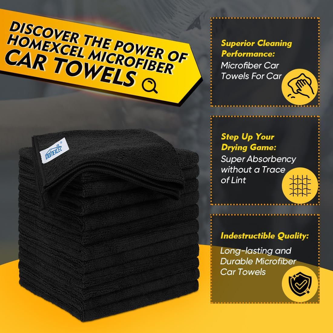 Thumbnail 1 de HOMEXCEL Microfibre Cloth 20 Pack – Ultra Absorbent, Lint-Free Cleaning Rags for Car, Kitchen and Home