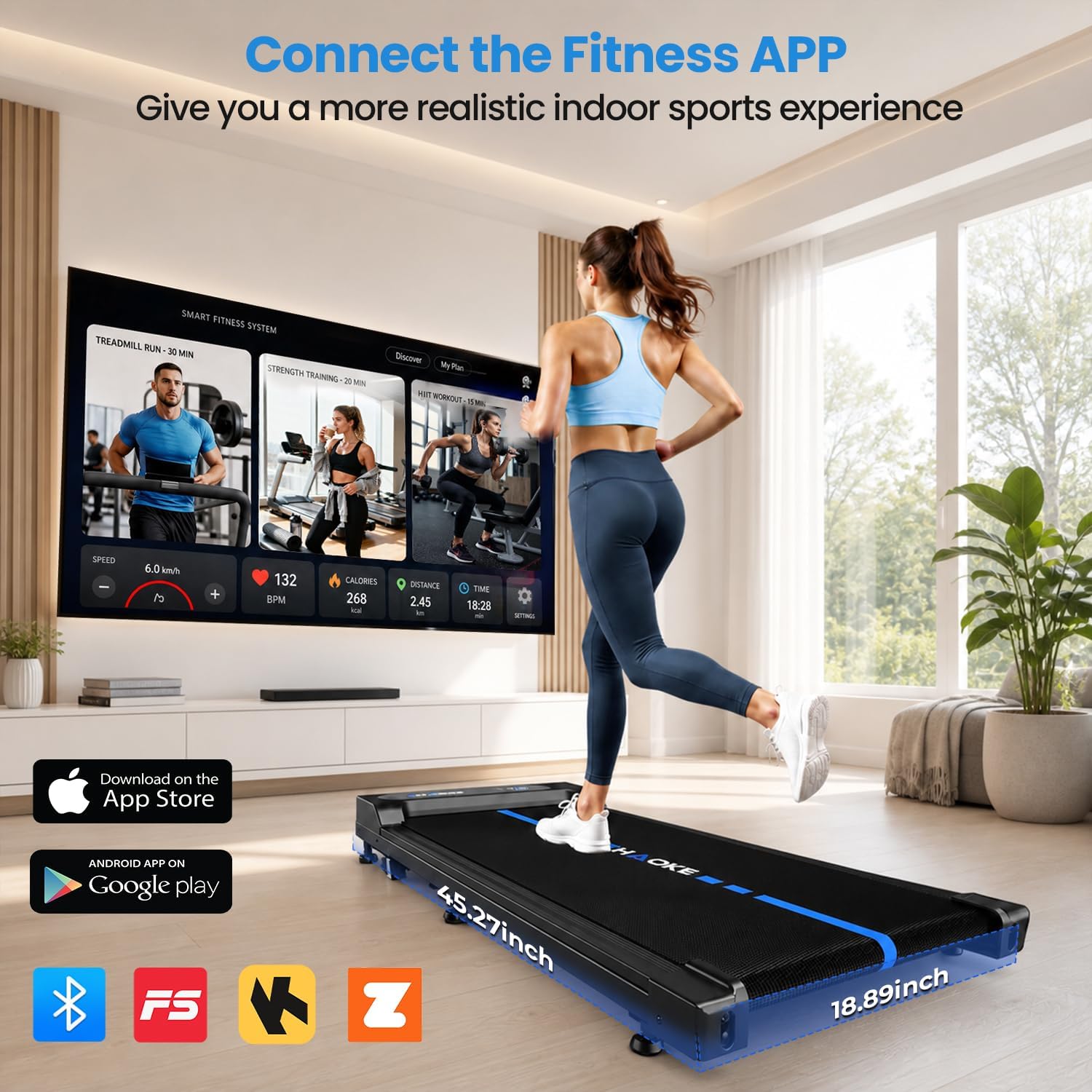 Thumbnail 1 de CHAOKE Walking Pad Treadmill, 10% Incline, 6.2 MPH, App, 12 HIIT Programs