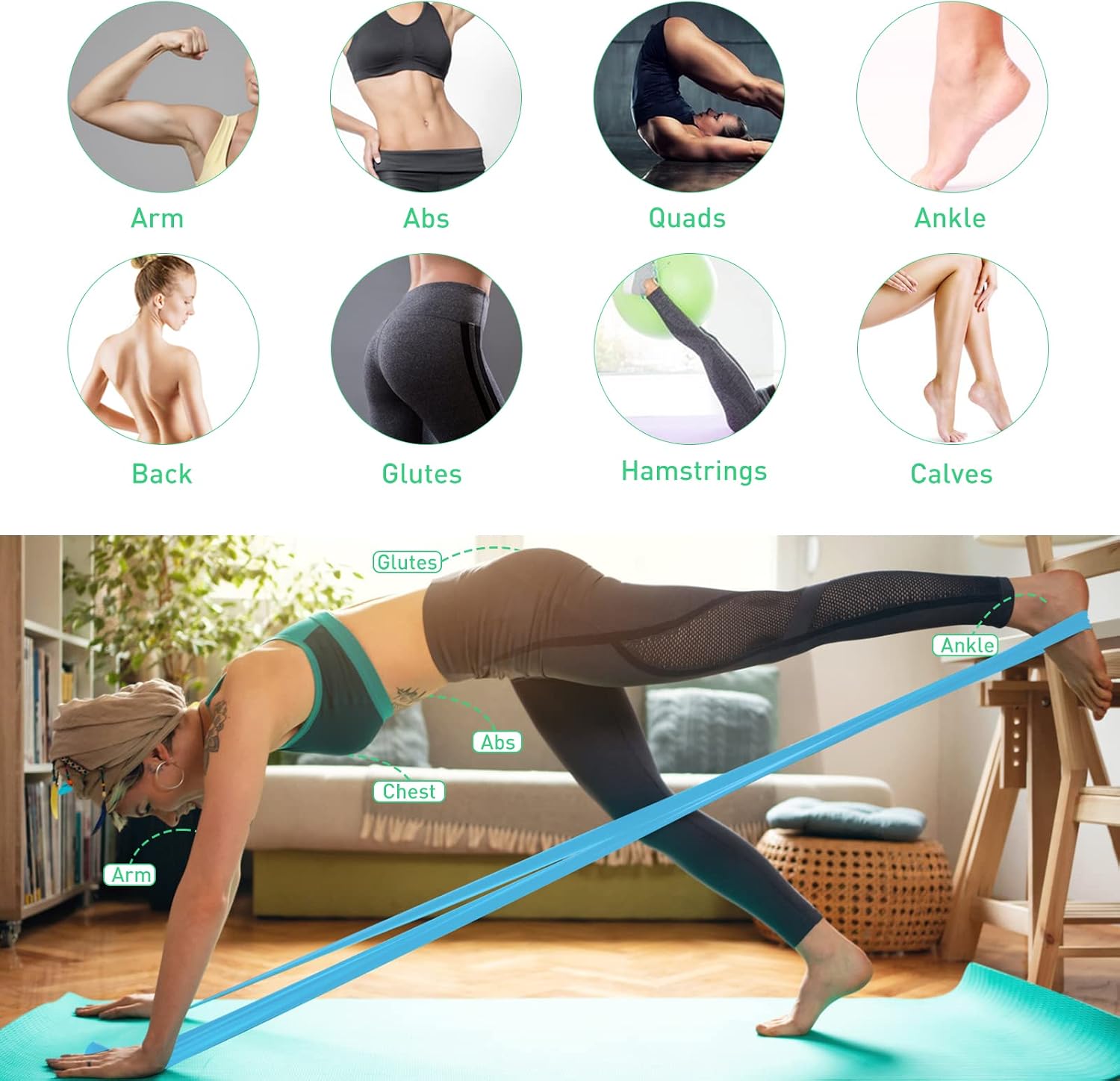 Detalle de GIEMIT Resistance Bands Set 4 Levels 59in