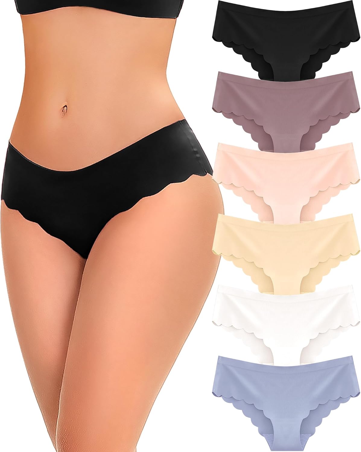 Thumbnail 6 de 6 Pack Seamless Low Rise Hipster Bikini Panties S-XL