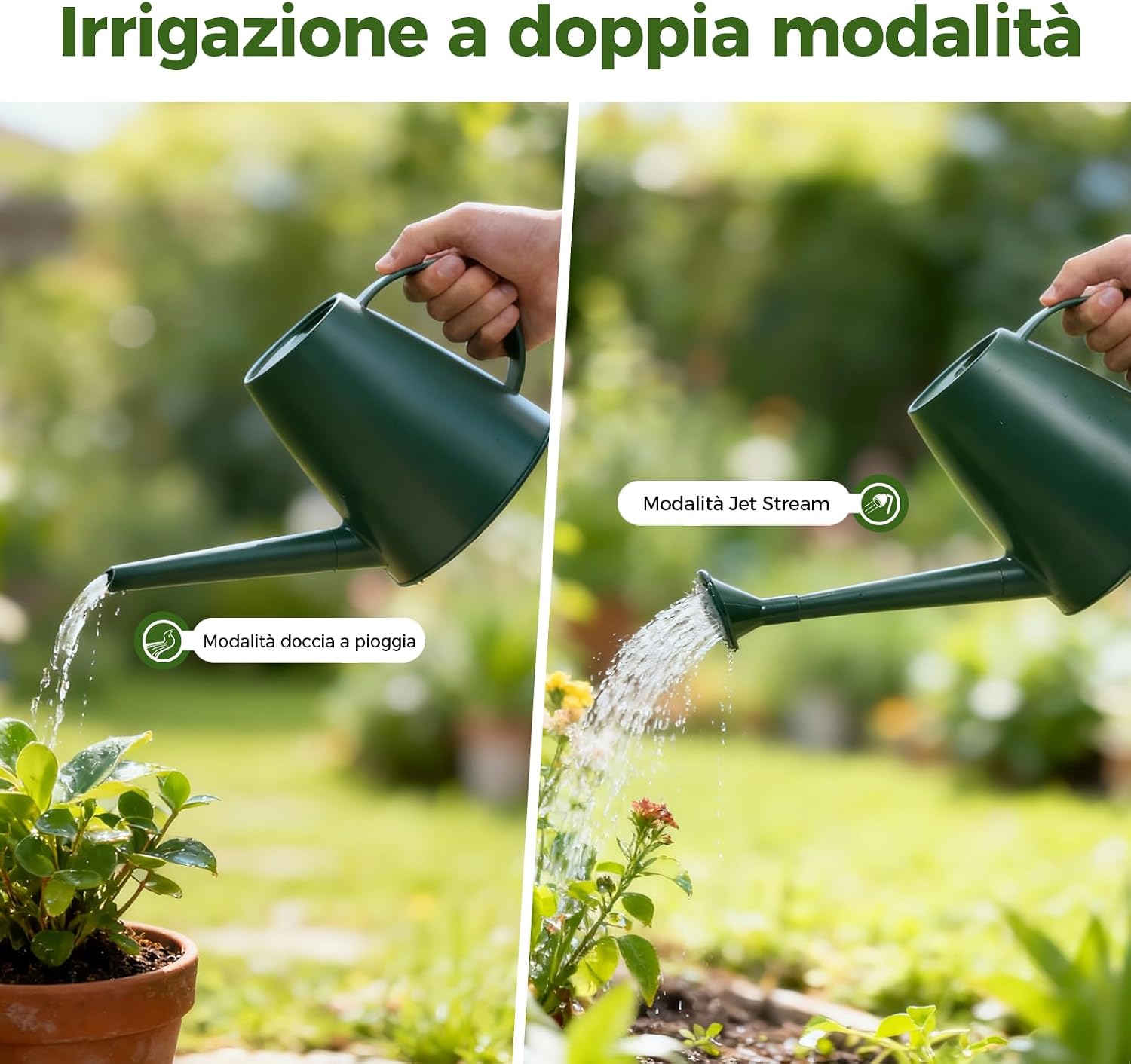 Detalle de Bamworld Annaffiatoio per Piante da Interno 1,8 L con Beccuccio Lungo e Doppio Ugello
