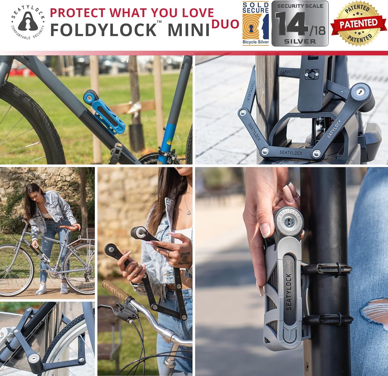 Detalle de Seatylock FoldyLock Mini Duo ant ivol pliable 2 chaînes pour vélo et trottinette électrique, 75 cm