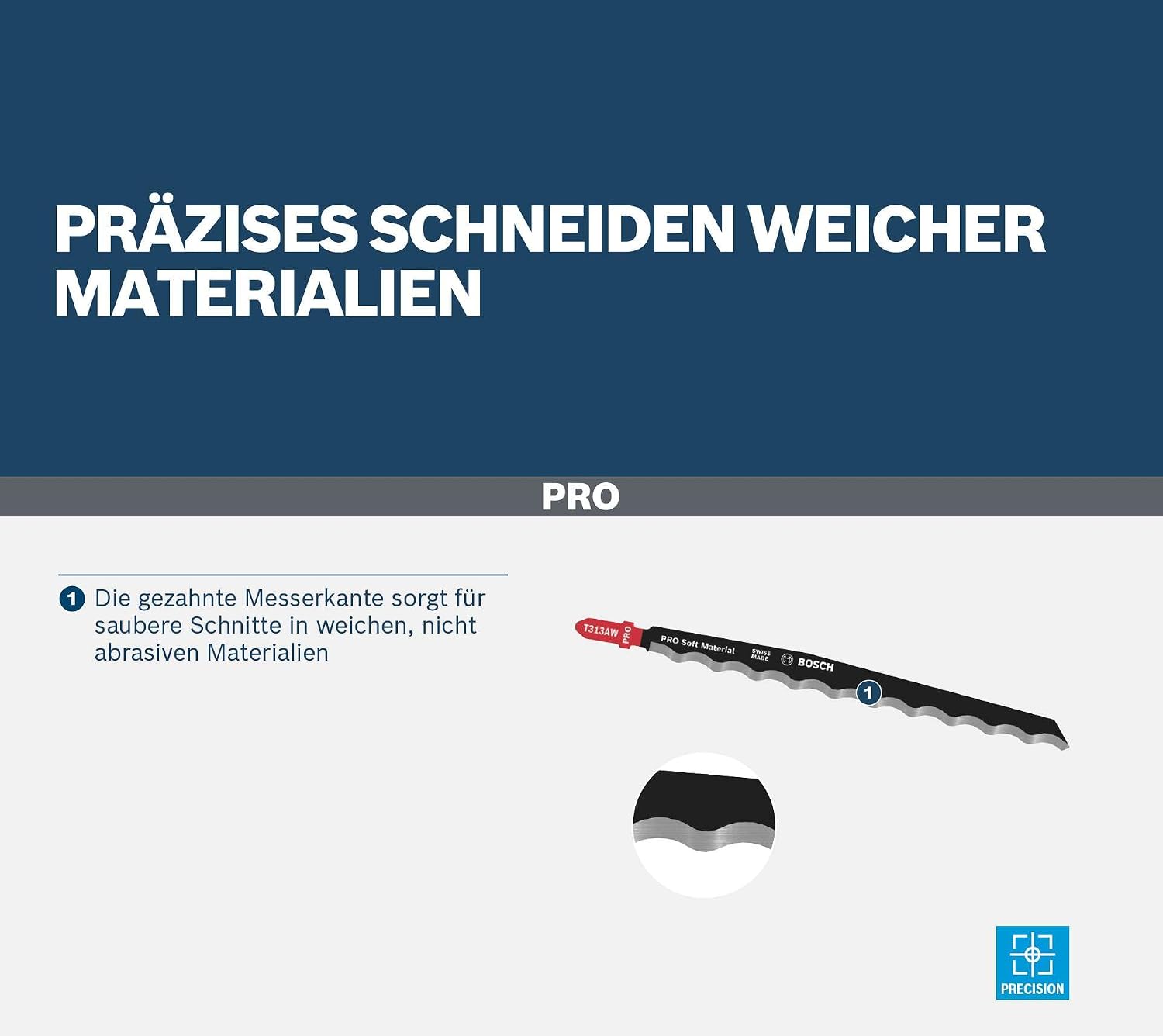 Detalle 2 de Bosch PRO Soft Material T313AW-sticksågblad för mjuka material, 152 mm