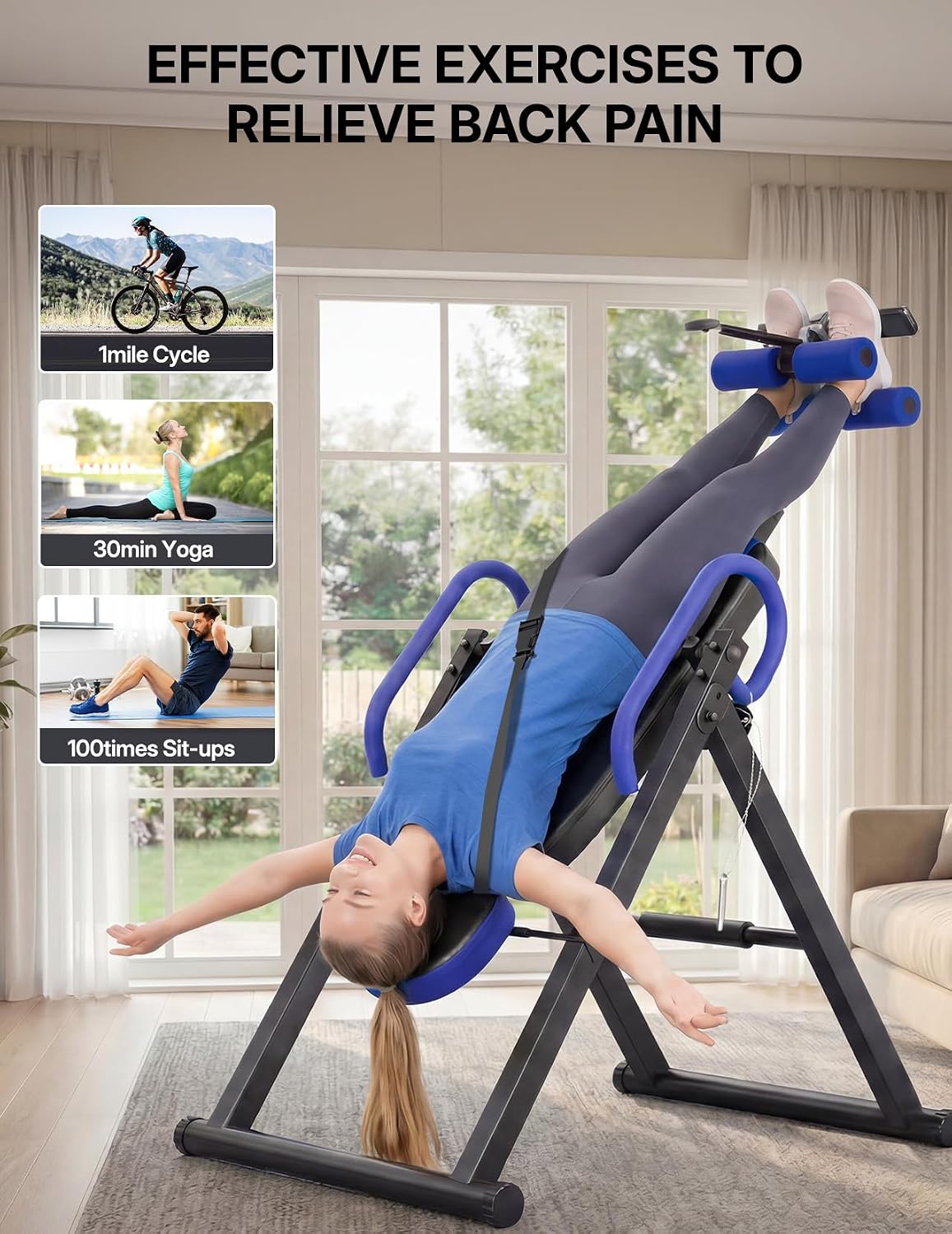 Detalle 2 de YOLEO Inversion Table for Back Stretching with Adjustable Lumbar Support