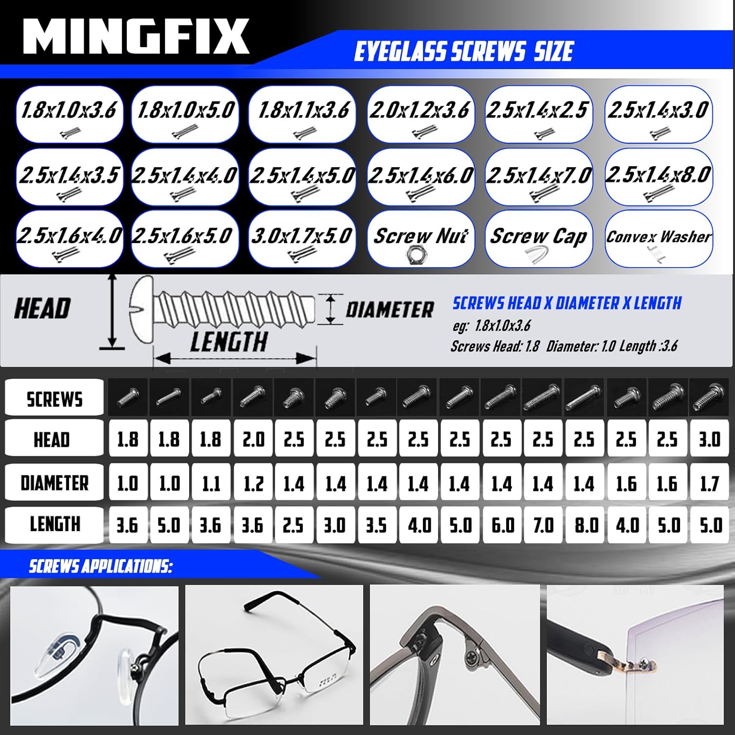 Detalle de MINGFIX Eyeglass Repair Kit with Screws