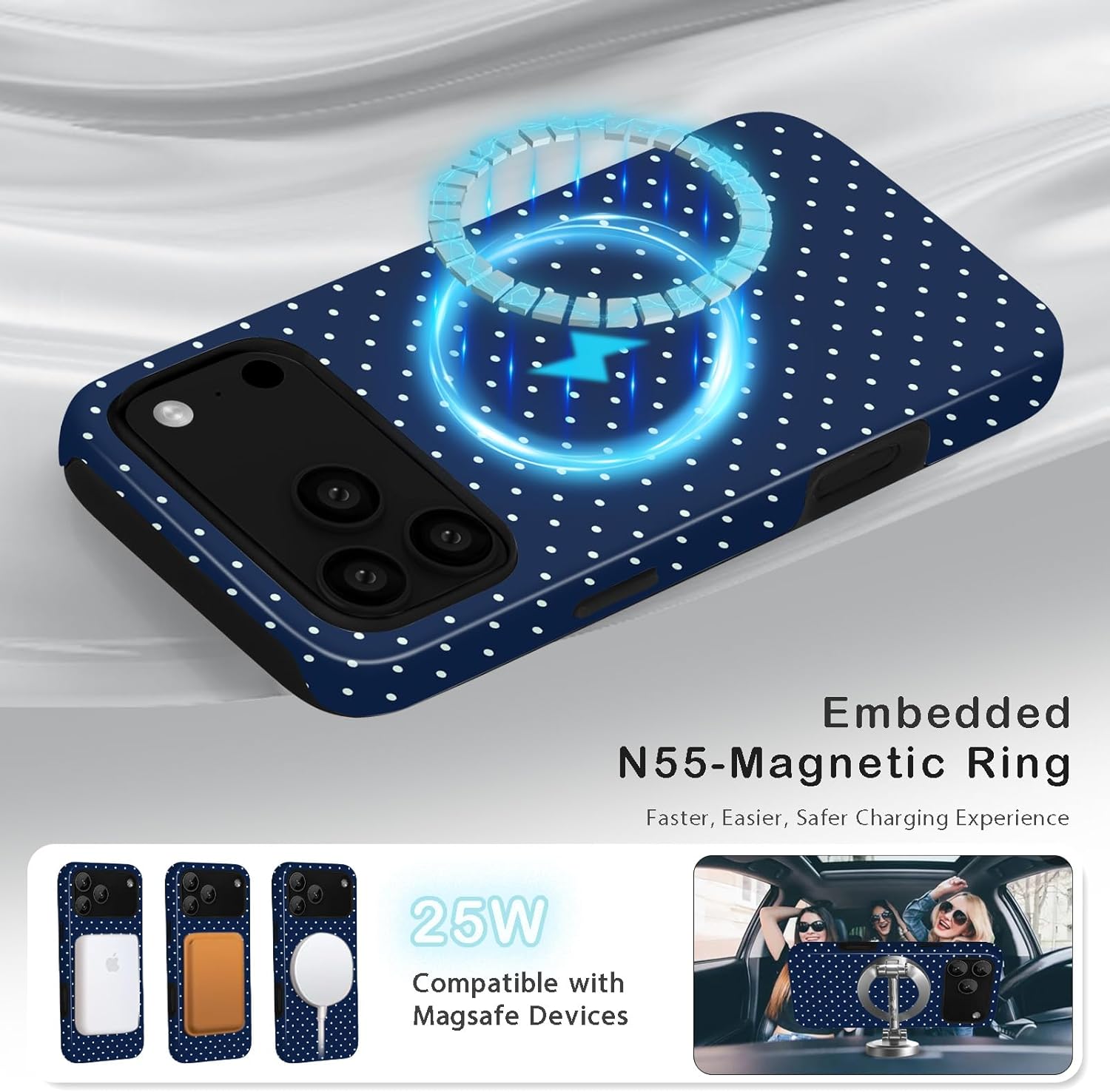 Thumbnail 3 de Amzfield iPhone 17 Pro Max Case with MagSafe – Navy Blue, Dual-Layer Protection