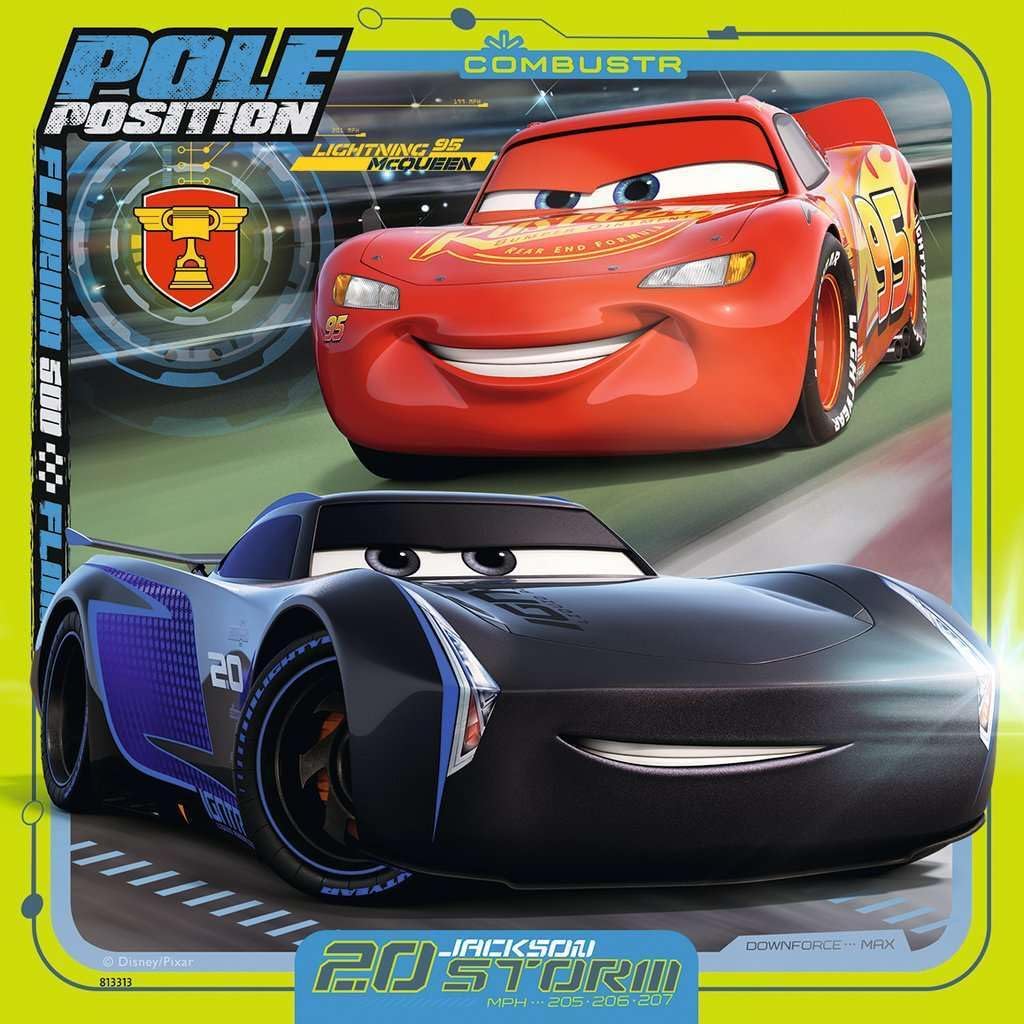 Detalle 1 de Ravensburger Kinderpuzzle 08015 „Bunte Flitzer“ – Disney Cars Puzzle für Kinder ab 5 Jahren (3x49 Teile)