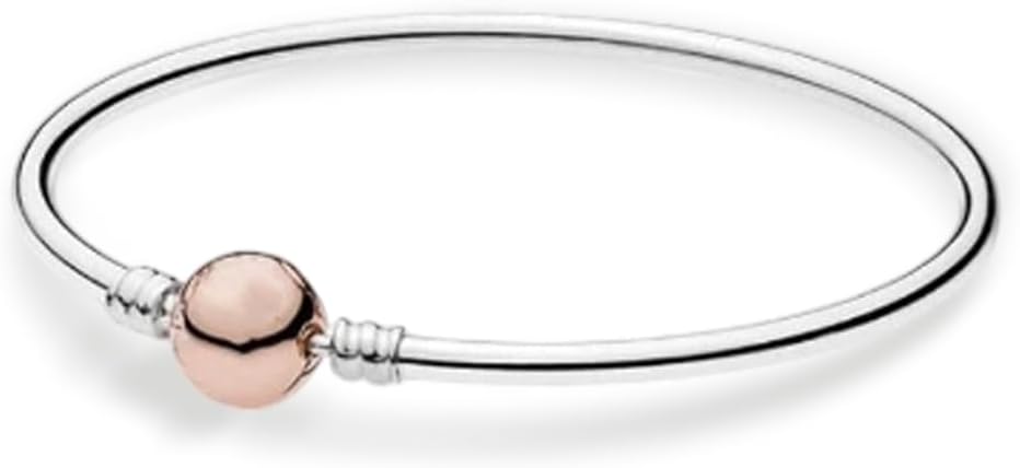 Detalle de LMLMECREA Damen Charm-Armband aus 925er Silber mit Rosegold-Zylinder-Verschluss
