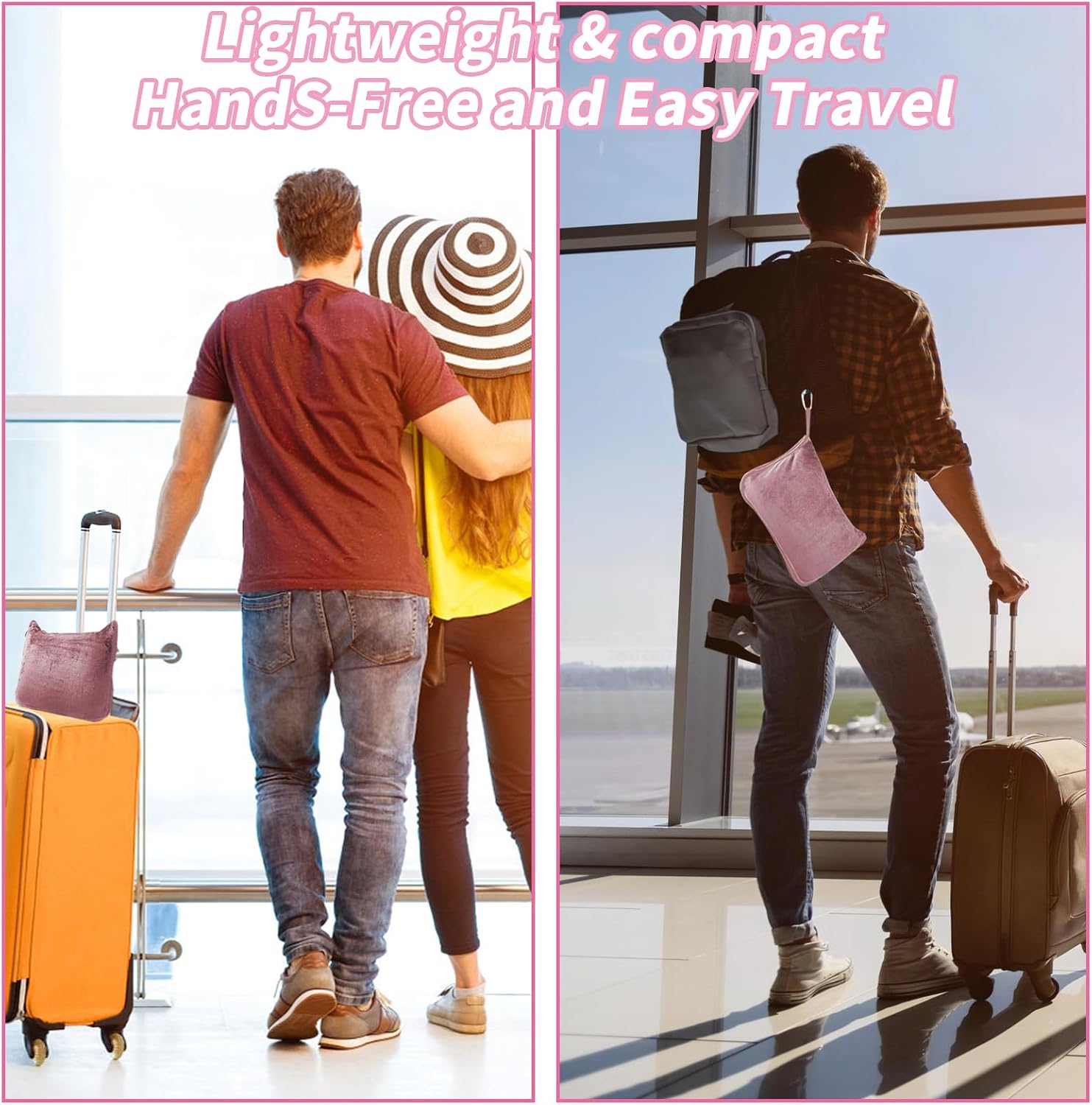 Detalle 2 de Travel Blanket and Pillow 50x60 in Light Pink