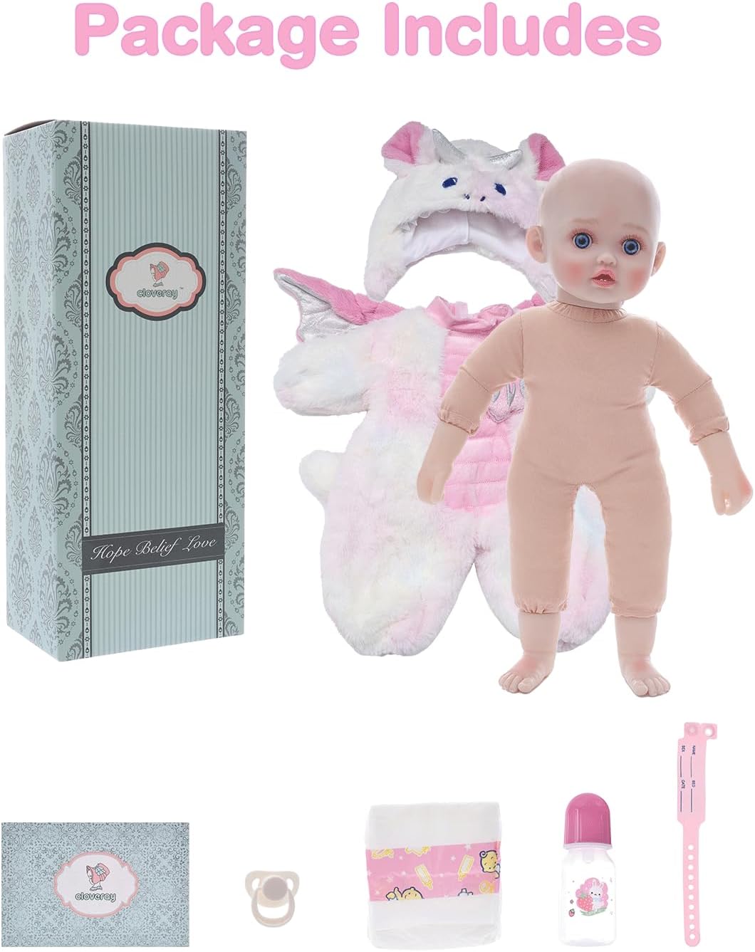 Detalle de Cloveray Drayla 18-inch Realistic Soft Body Baby Doll with Dragon Outfit — Lil’ Lovable Companion for Play and Collecting