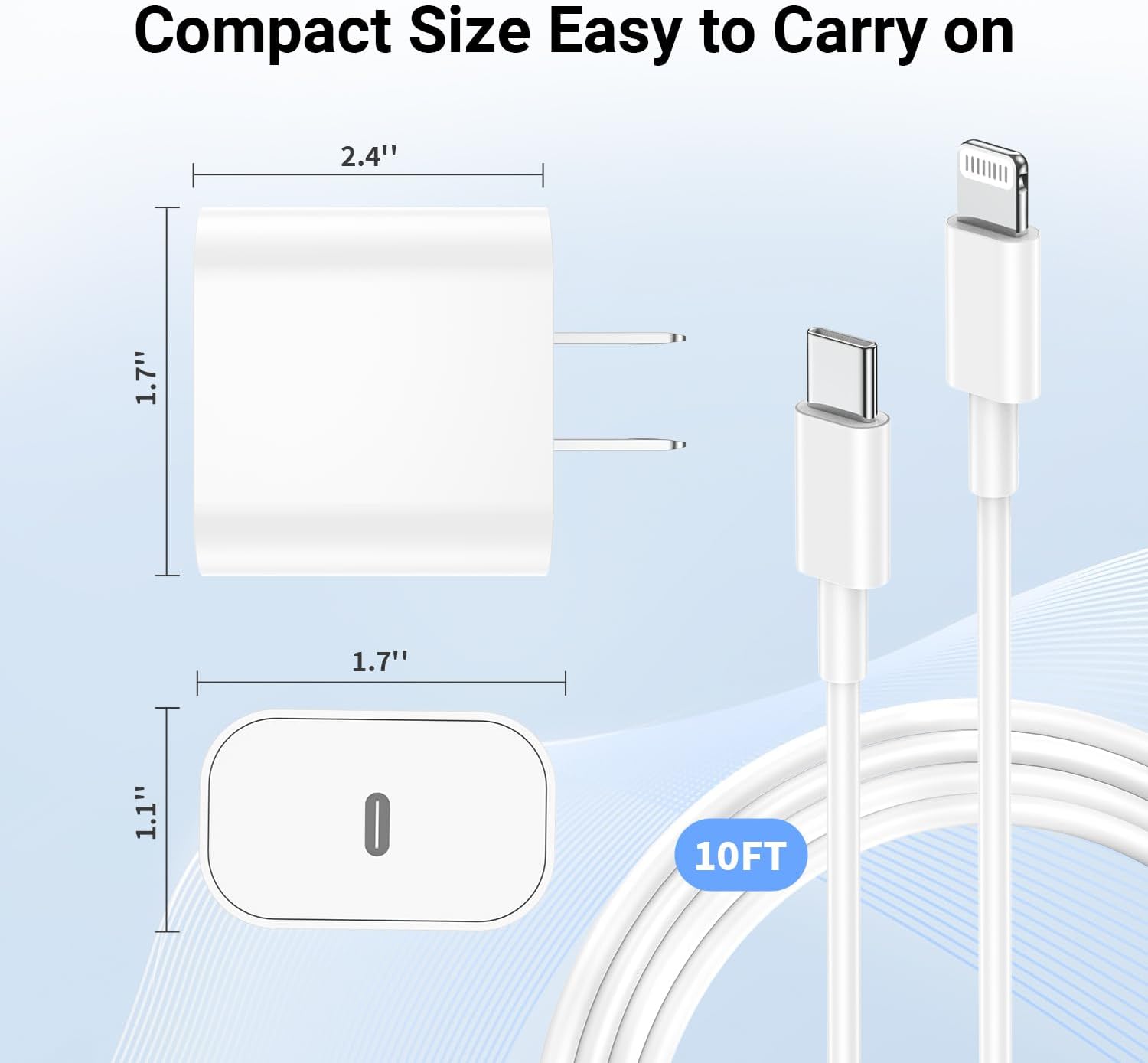 Thumbnail 4 de Essri Phone Charger 20W PD 10 ft USB‑C cable pack