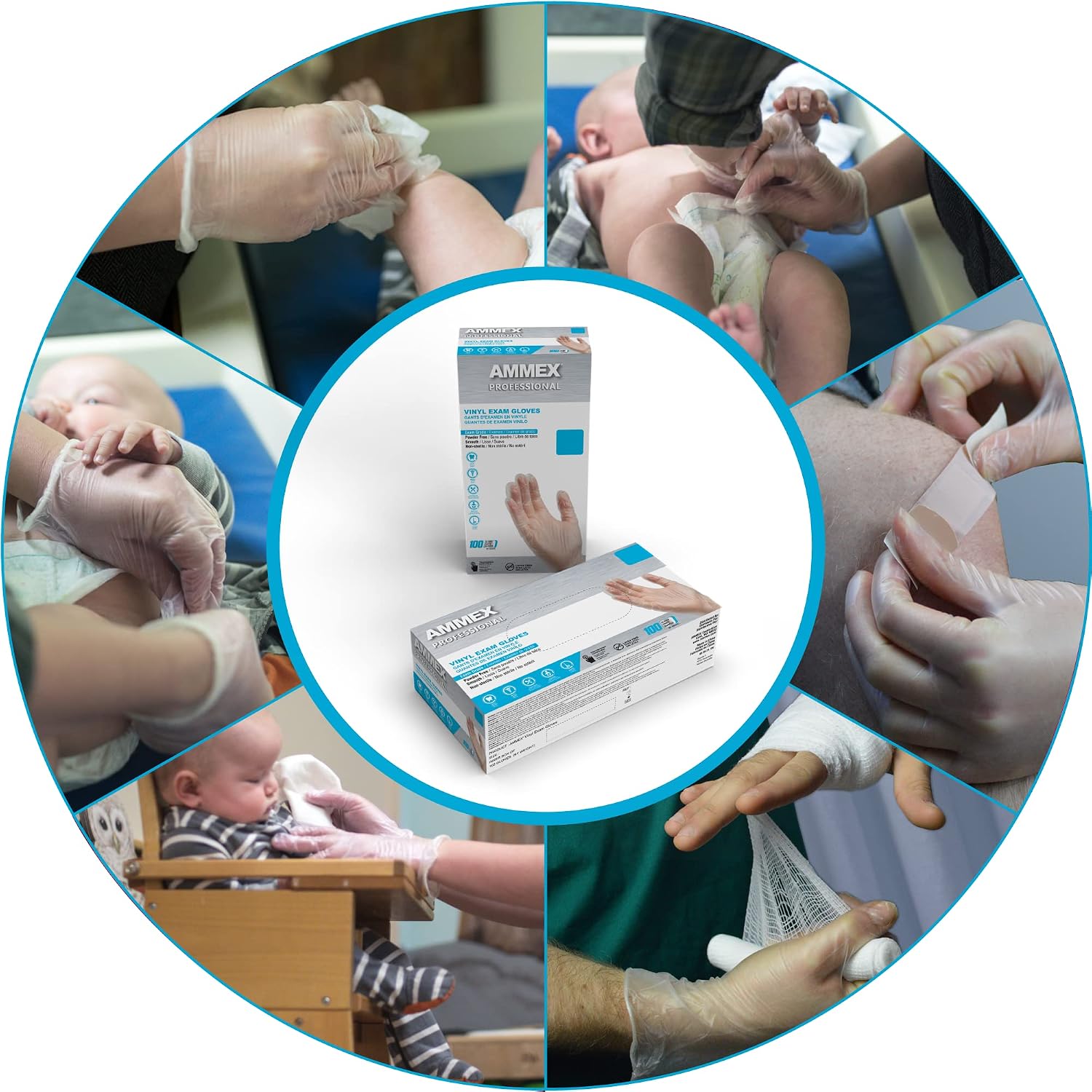 Detalle de AMMEX Clear Vinyl Exam Gloves 3 Mil