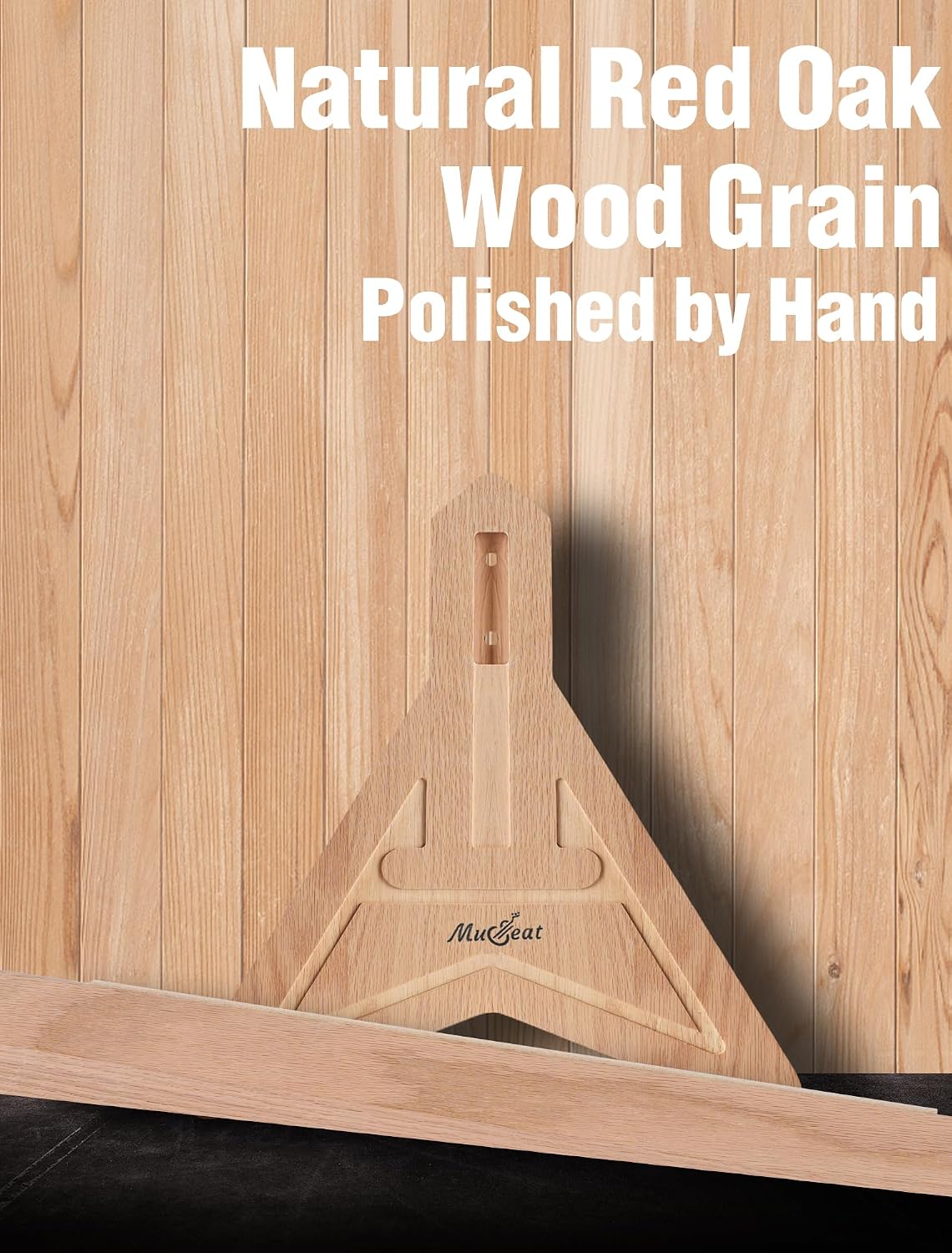 Detalle 2 de Musbeat Red Oak Wood Guitar Stand, 360° Rotating Yoke, Felt Padding