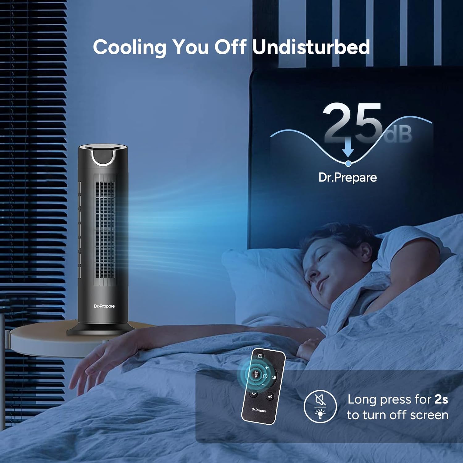 Thumbnail 3 de DR.PREPARE Tower Fan for Bedroom — 16-Inch Quiet DC Bladeless Fan with Remote