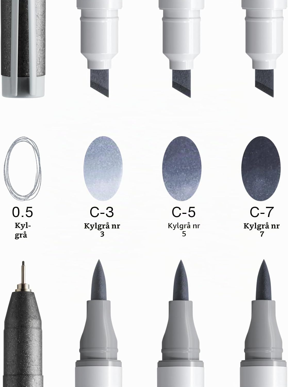 Detalle 2 de Copic Ciao Shade Set Dark Cool Gray – markerset med penselspets och Multiliner